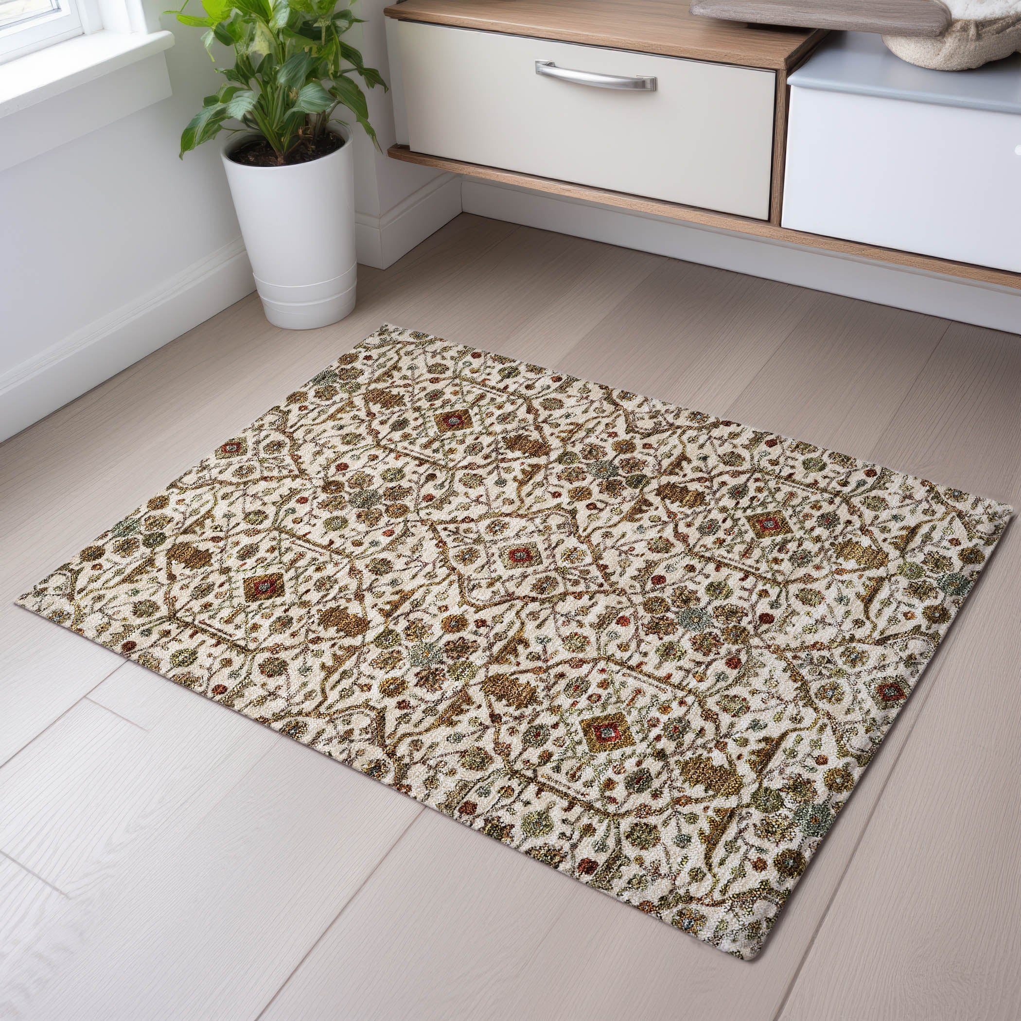 Sarajevo Machine Washable Transitional Ivory Rug 1'8" x 2'6" #shape_Rectangle