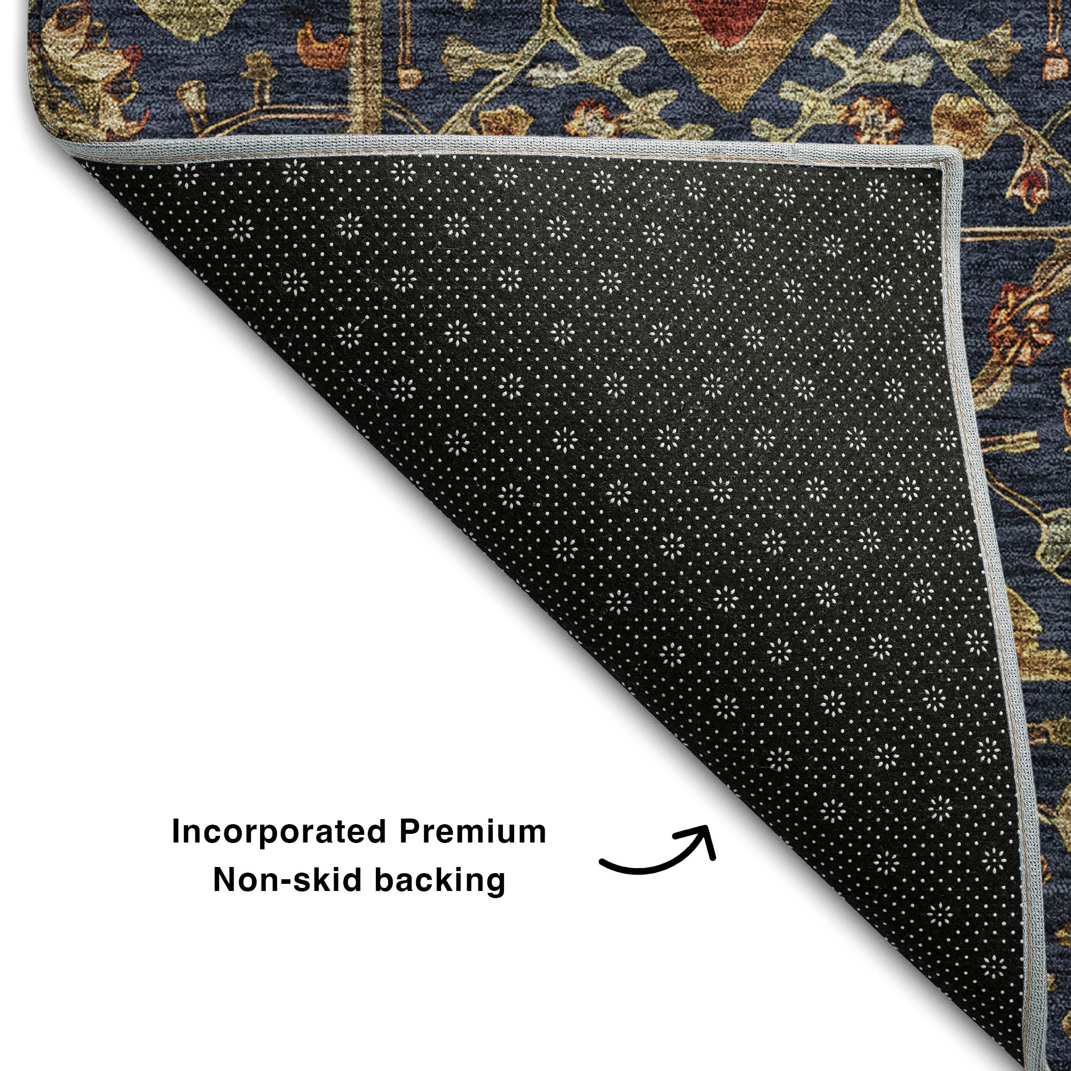 Sarajevo Machine Washable Transitional Navy Blue Rug 1'8" x 2'6" #shape_Rectangle