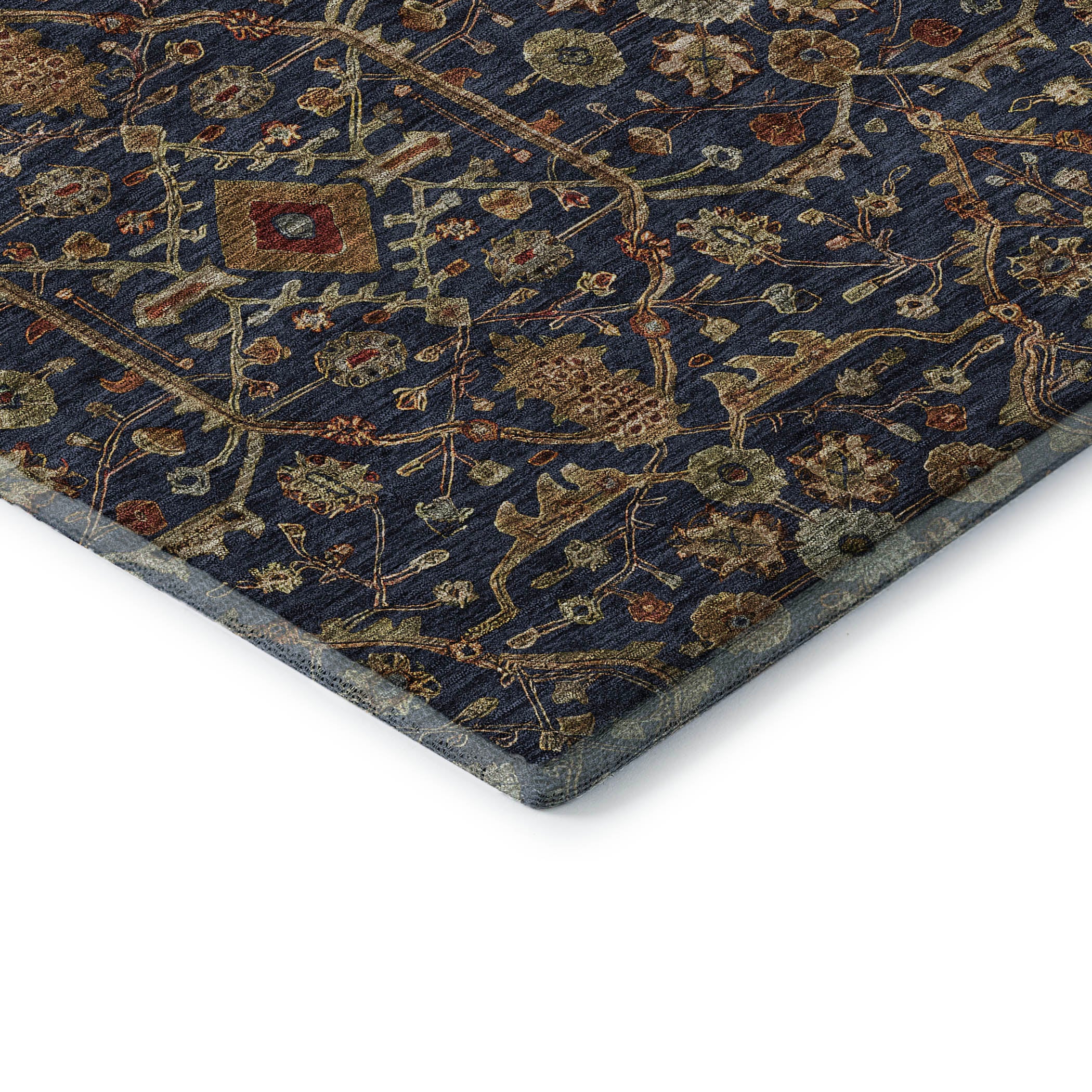 Sarajevo Machine Washable Transitional Navy Blue Rug 1'8" x 2'6" #shape_Rectangle