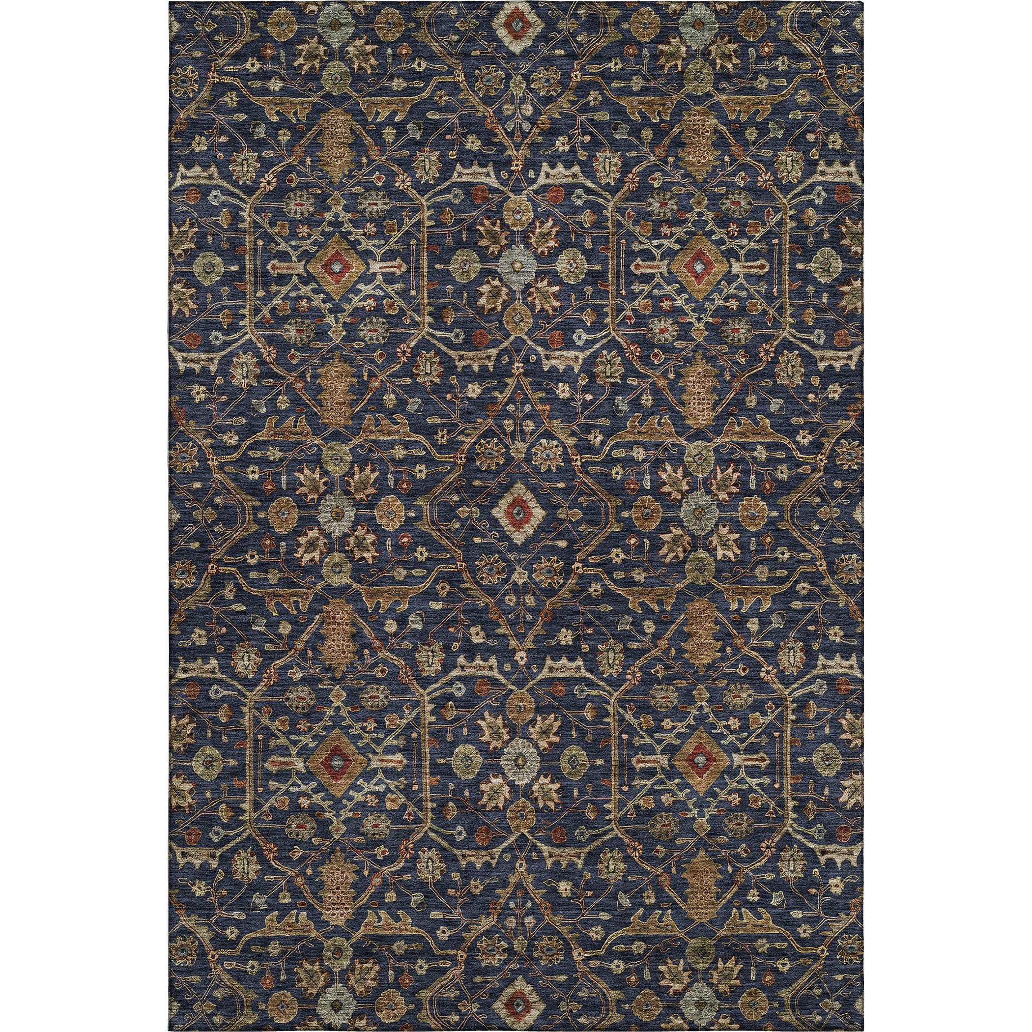 Sarajevo Machine Washable Transitional Navy Blue Rug 2'6" x 3'10" #shape_Rectangle