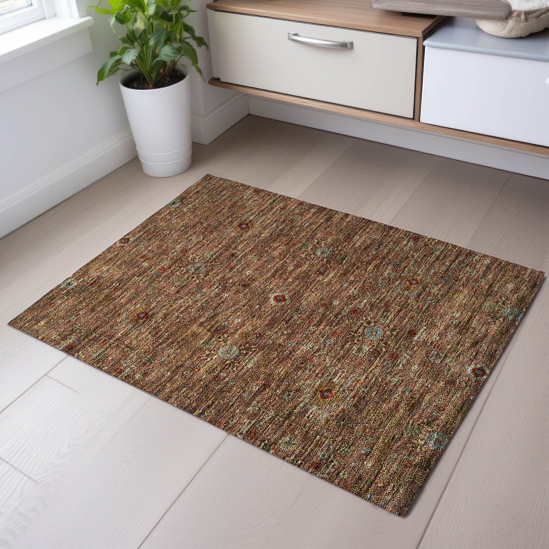Sarajevo Machine Washable Transitional Paprika Orange Rug 1'8" x 2'6" #shape_Rectangle