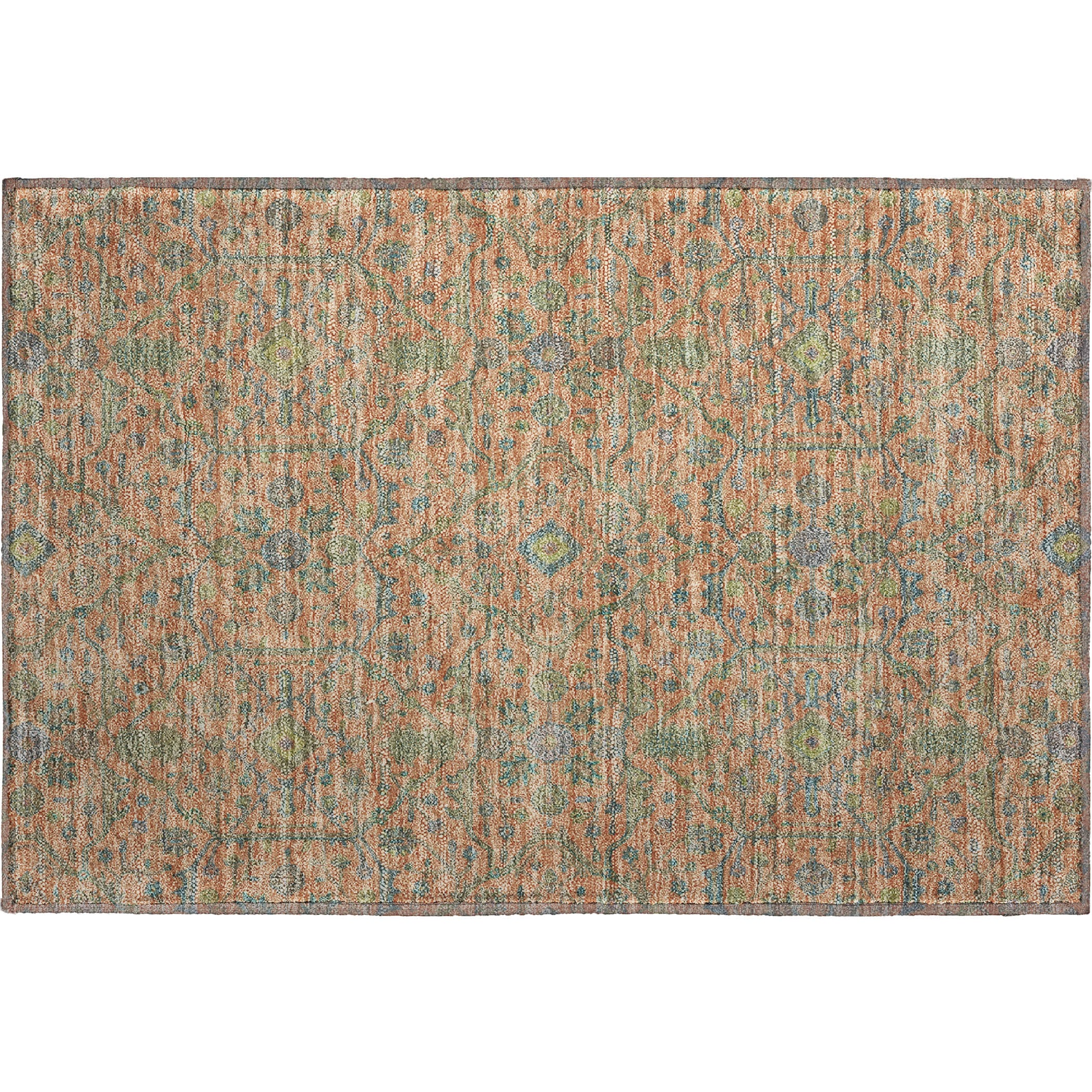 Mdina Machine Washable Transitional Coral Orange Rug 1'8" x 2'6" #shape_Rectangle