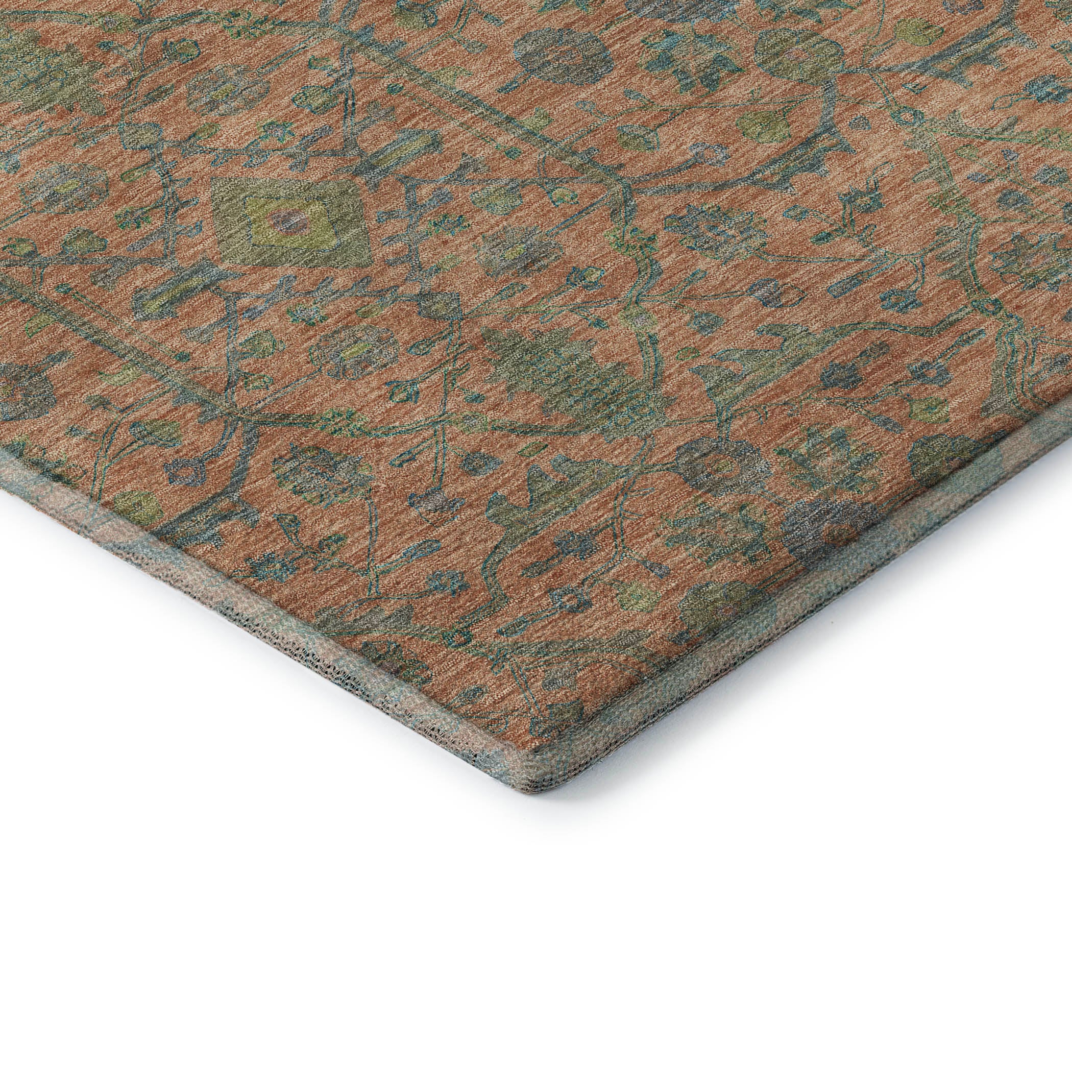Mdina Machine Washable Transitional Coral Orange Rug 1'8" x 2'6" #shape_Rectangle