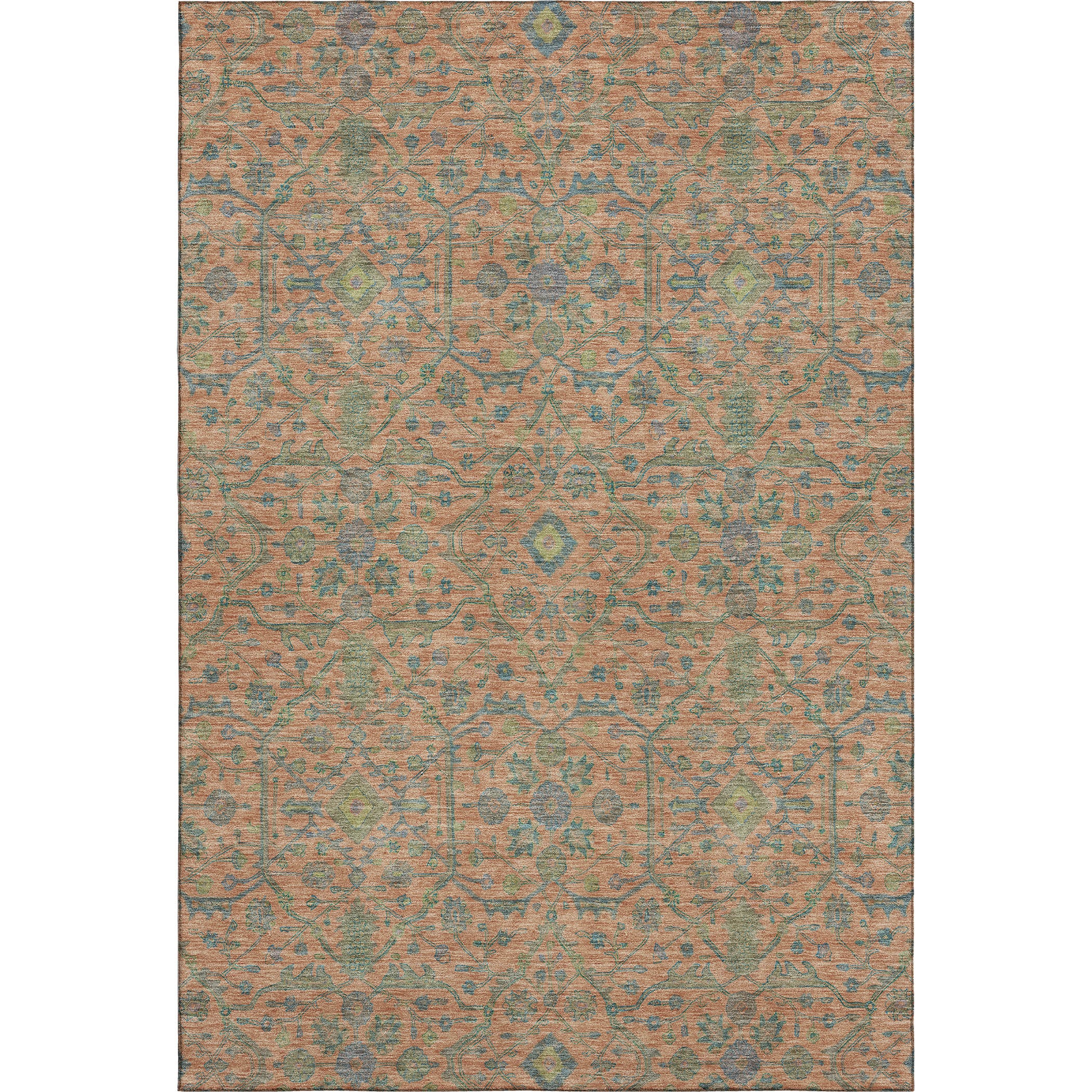 Mdina Machine Washable Transitional Coral Orange Rug 2'6" x 3'10" #shape_Rectangle