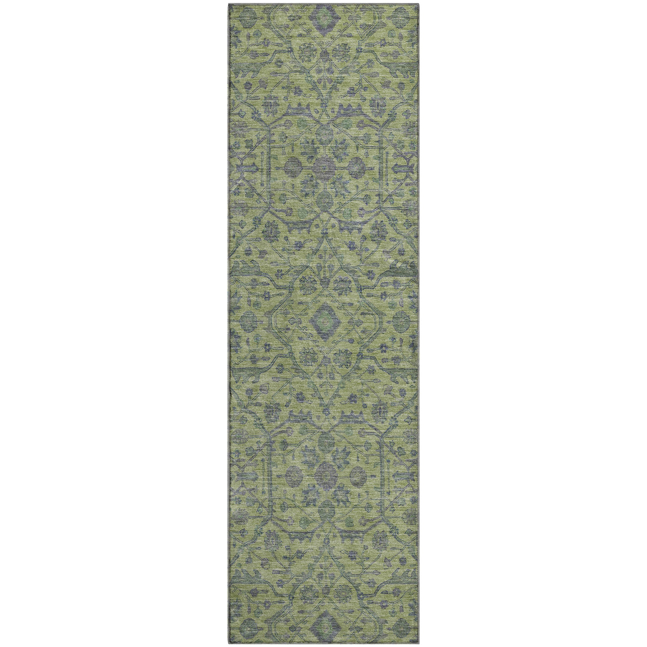 Mdina Machine Washable Transitional Lime Green Rug 2'3" x 7'6" #shape_Runner