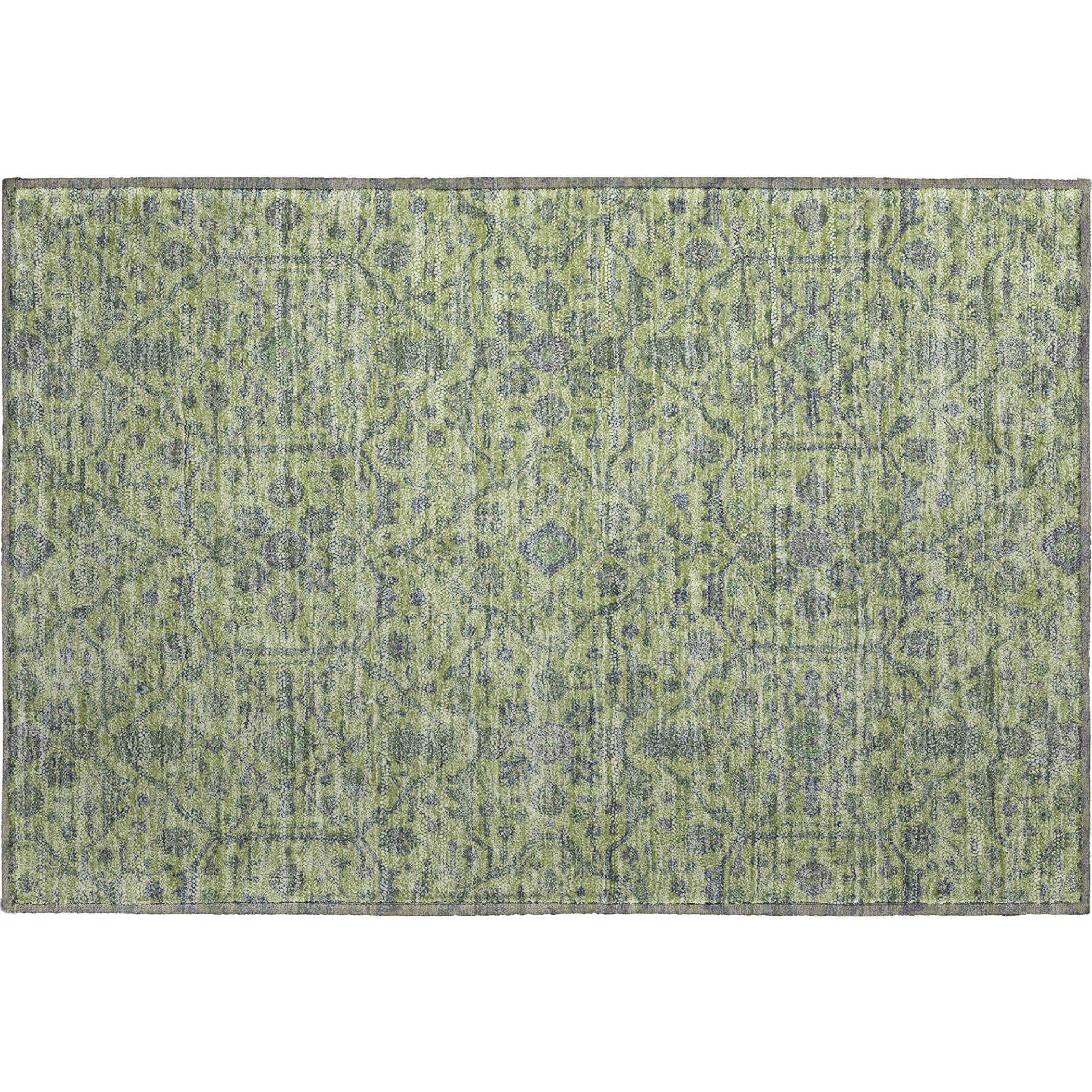 Mdina Machine Washable Transitional Lime Green Rug 1'8" x 2'6" #shape_Rectangle