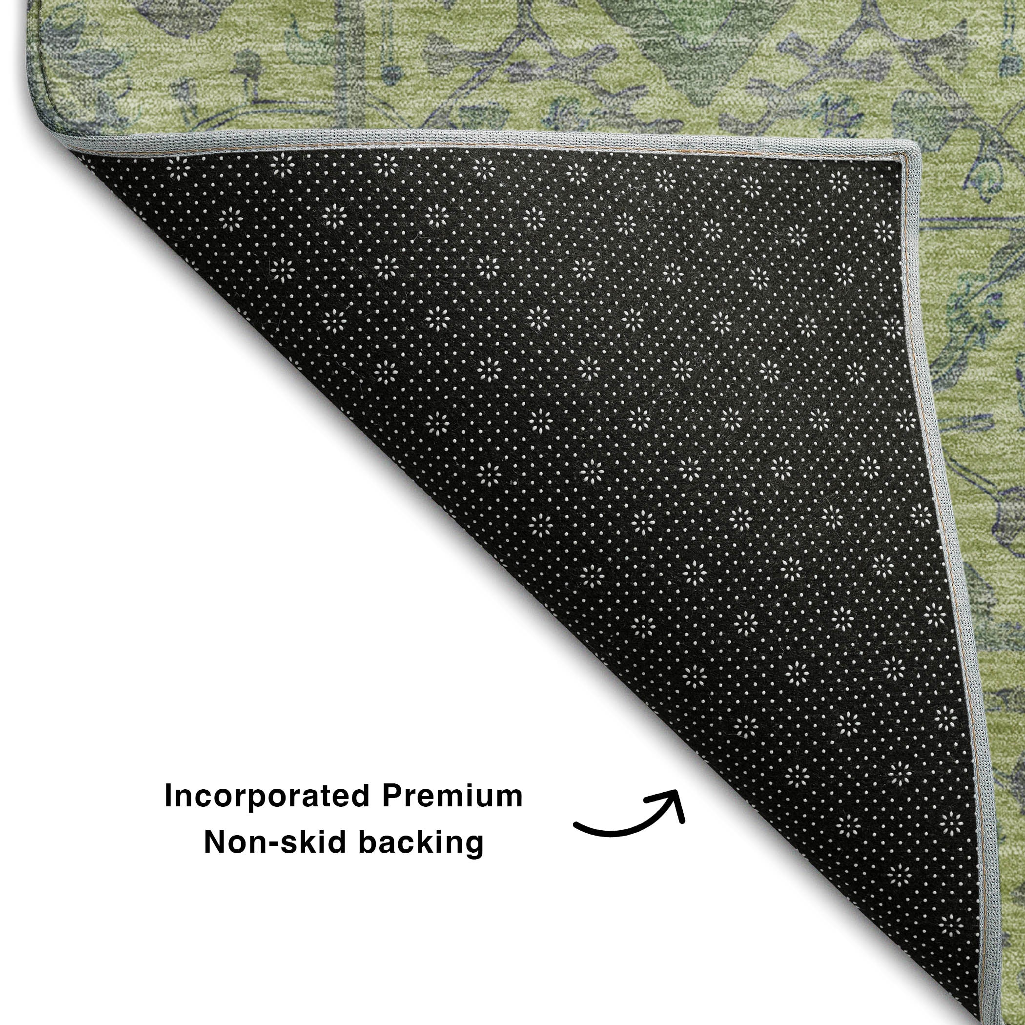Mdina Machine Washable Transitional Lime Green Rug 1'8" x 2'6" #shape_Rectangle