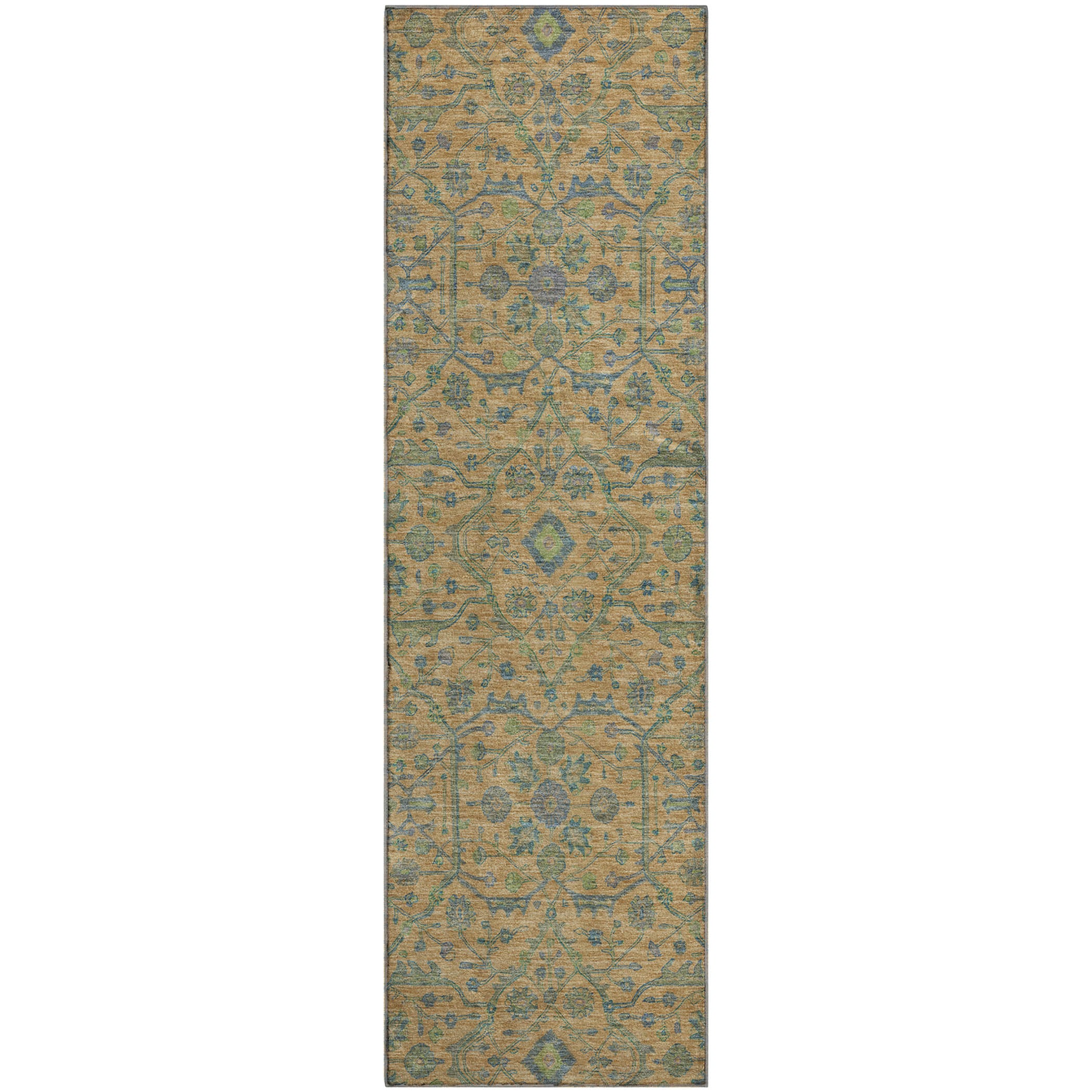 Mdina Machine Washable Transitional Orange Rug 2'3" x 7'6" #shape_Runner