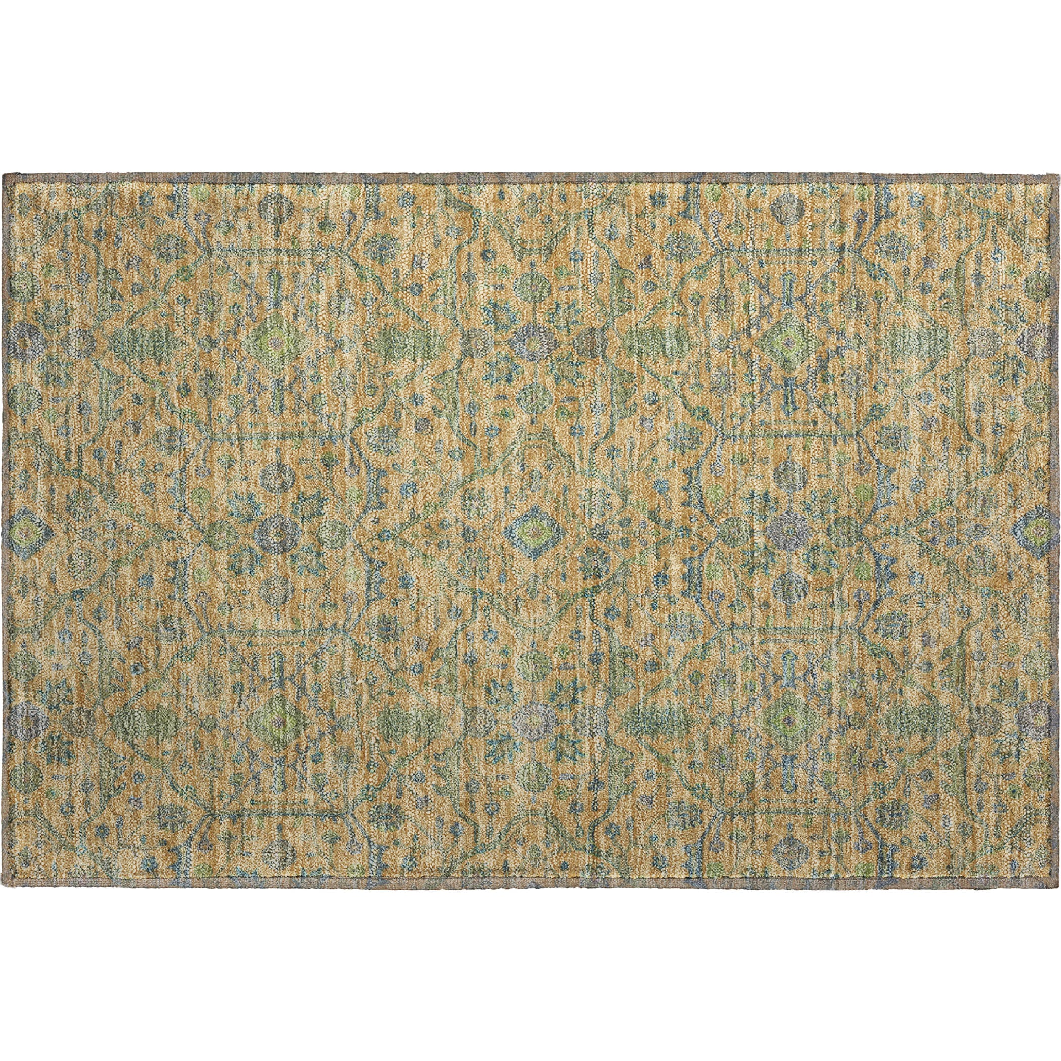 Mdina Machine Washable Transitional Orange Rug 1'8" x 2'6" #shape_Rectangle