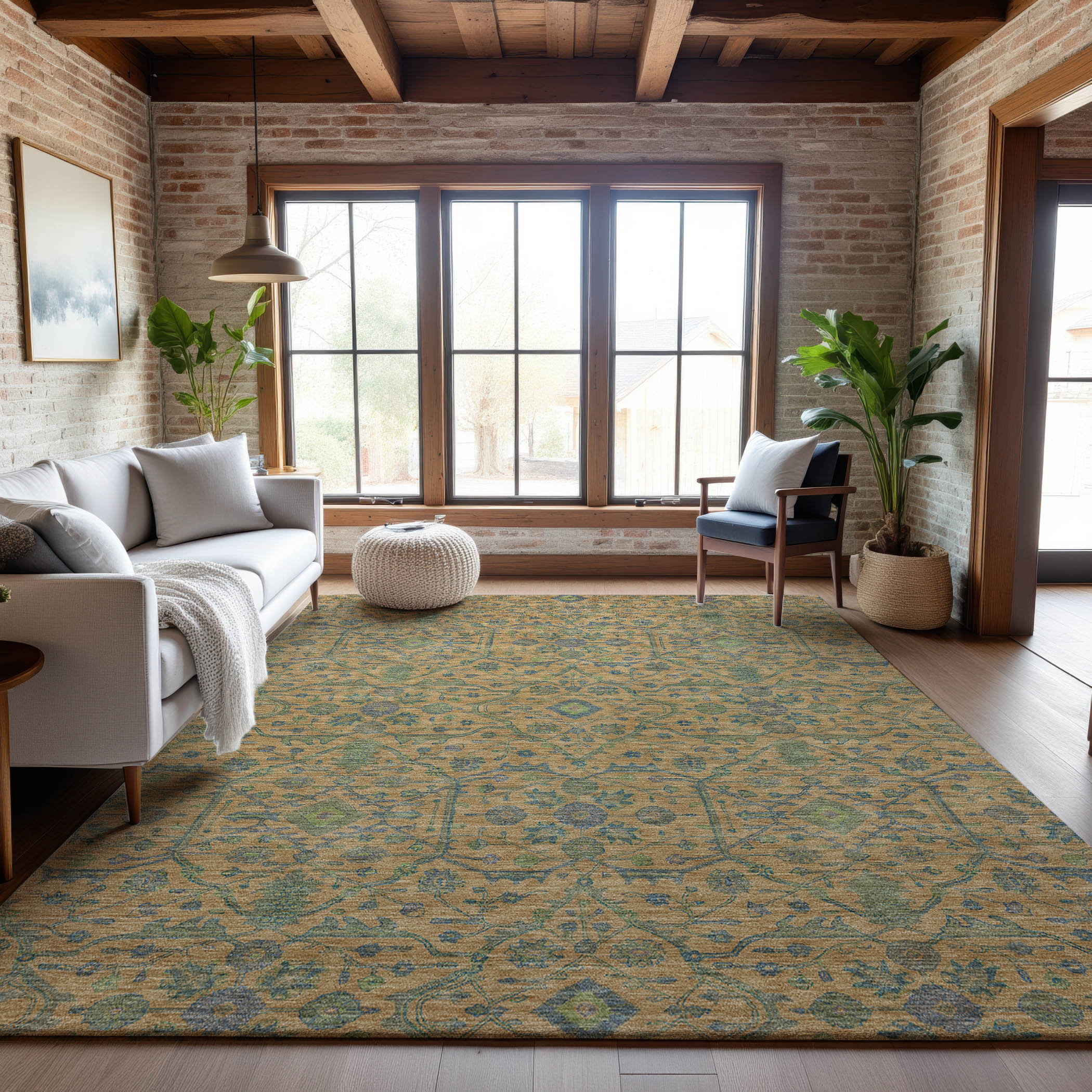 Mdina Machine Washable Transitional Orange Rug 2'6" x 3'10" #shape_Rectangle
