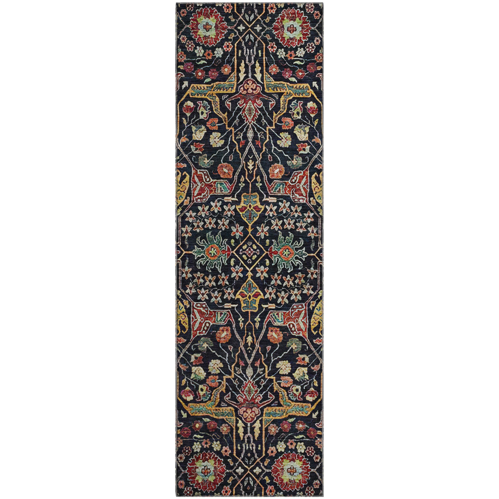 Sarajevo Machine Washable Transitional Black Rug 2'3" x 7'6" #shape_Runner