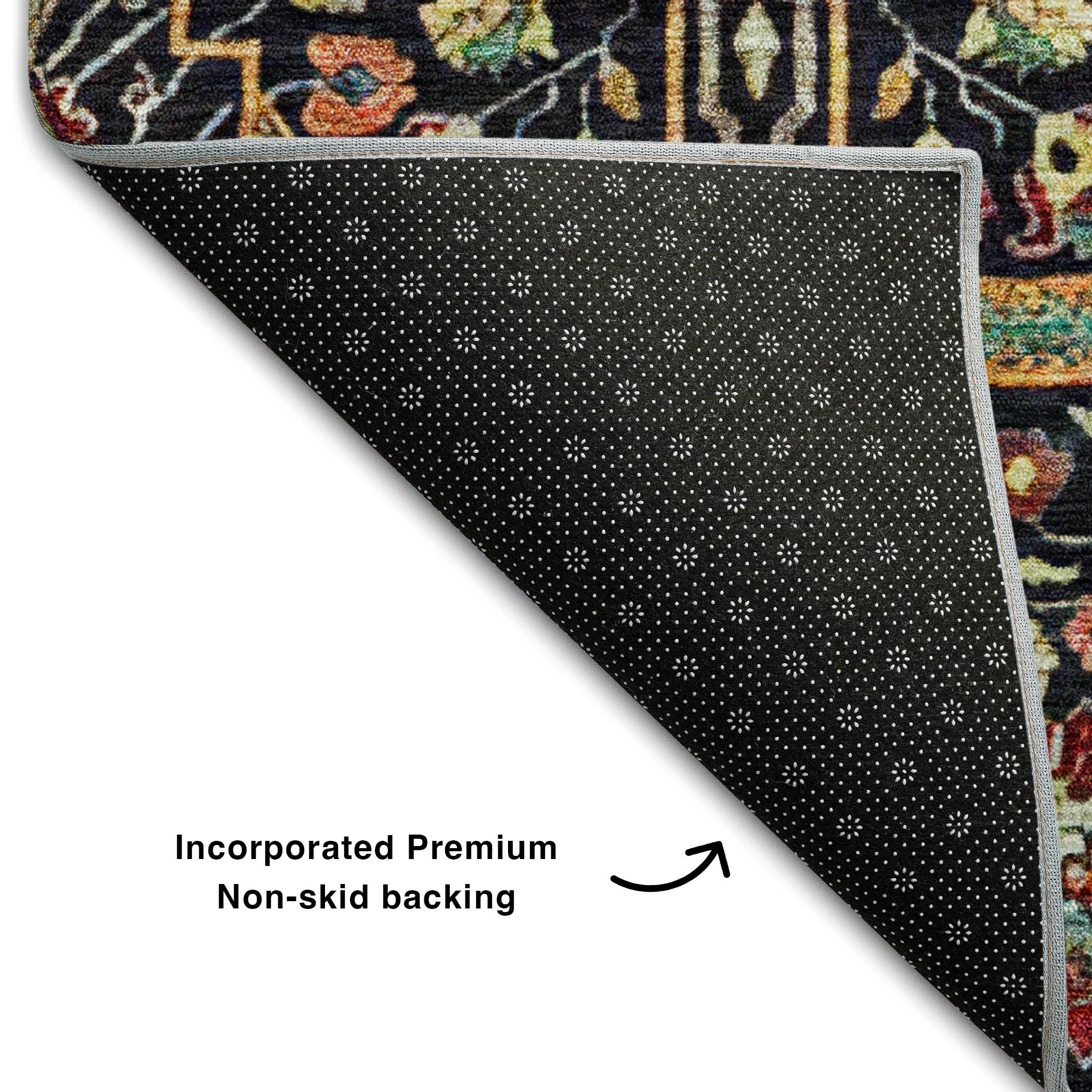 Sarajevo Machine Washable Transitional Black Rug 1'8" x 2'6" #shape_Rectangle