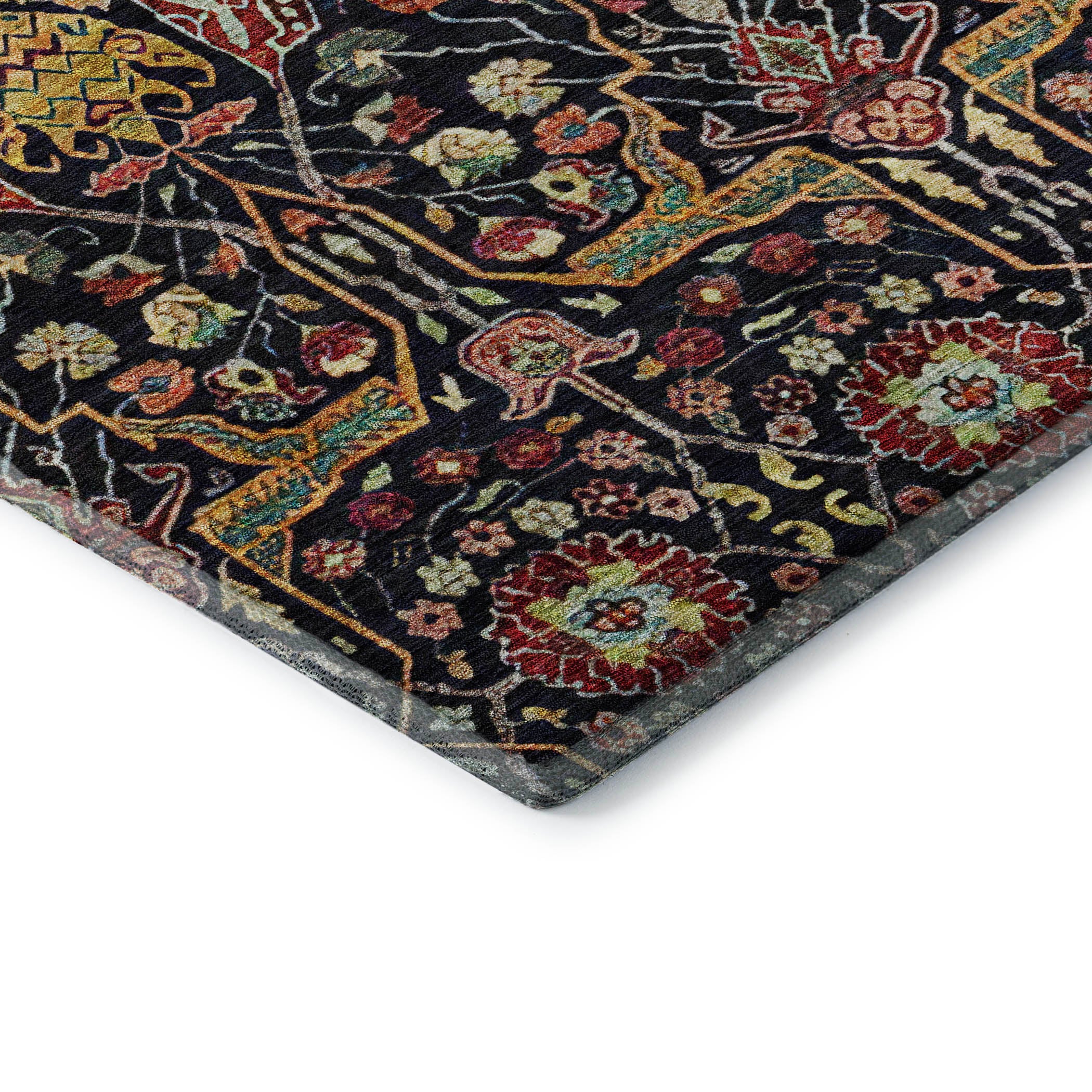 Sarajevo Machine Washable Transitional Black Rug 1'8" x 2'6" #shape_Rectangle