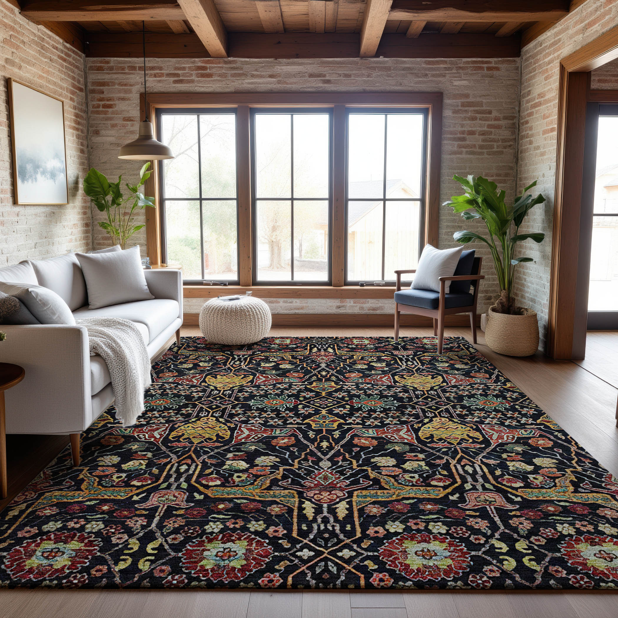 Sarajevo Machine Washable Transitional Black Rug 2'6" x 3'10" #shape_Rectangle