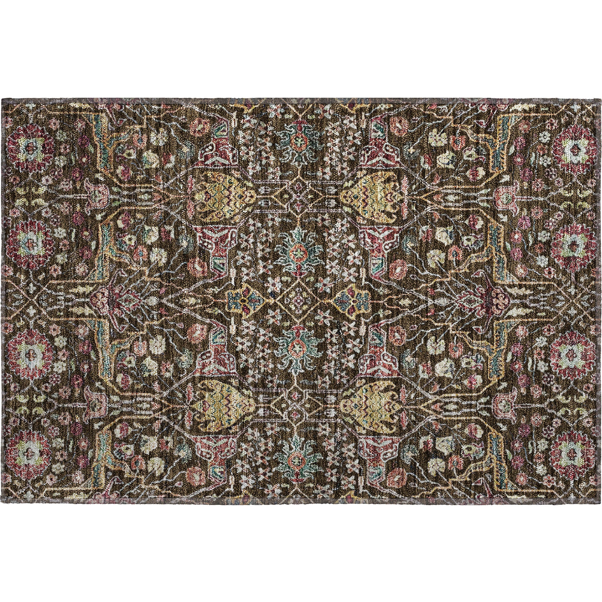 Sarajevo Machine Washable Transitional Chocolate Brown Rug 1'8" x 2'6" #shape_Rectangle