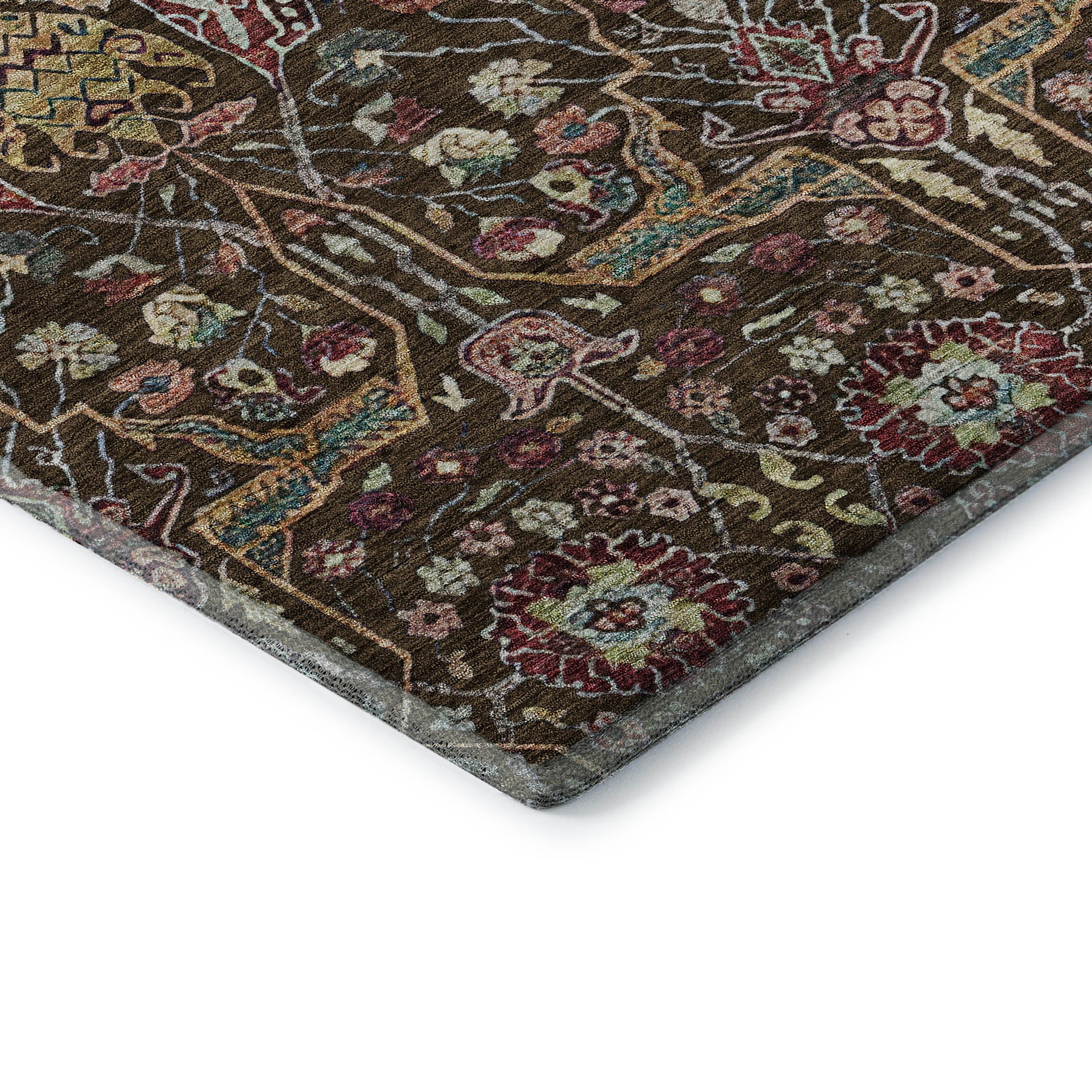 Sarajevo Machine Washable Transitional Chocolate Brown Rug 1'8" x 2'6" #shape_Rectangle