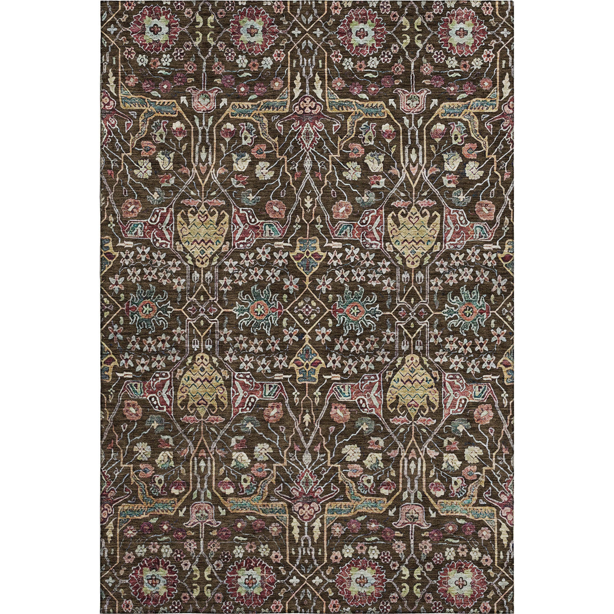 Sarajevo Machine Washable Transitional Chocolate Brown Rug 2'6" x 3'10" #shape_Rectangle