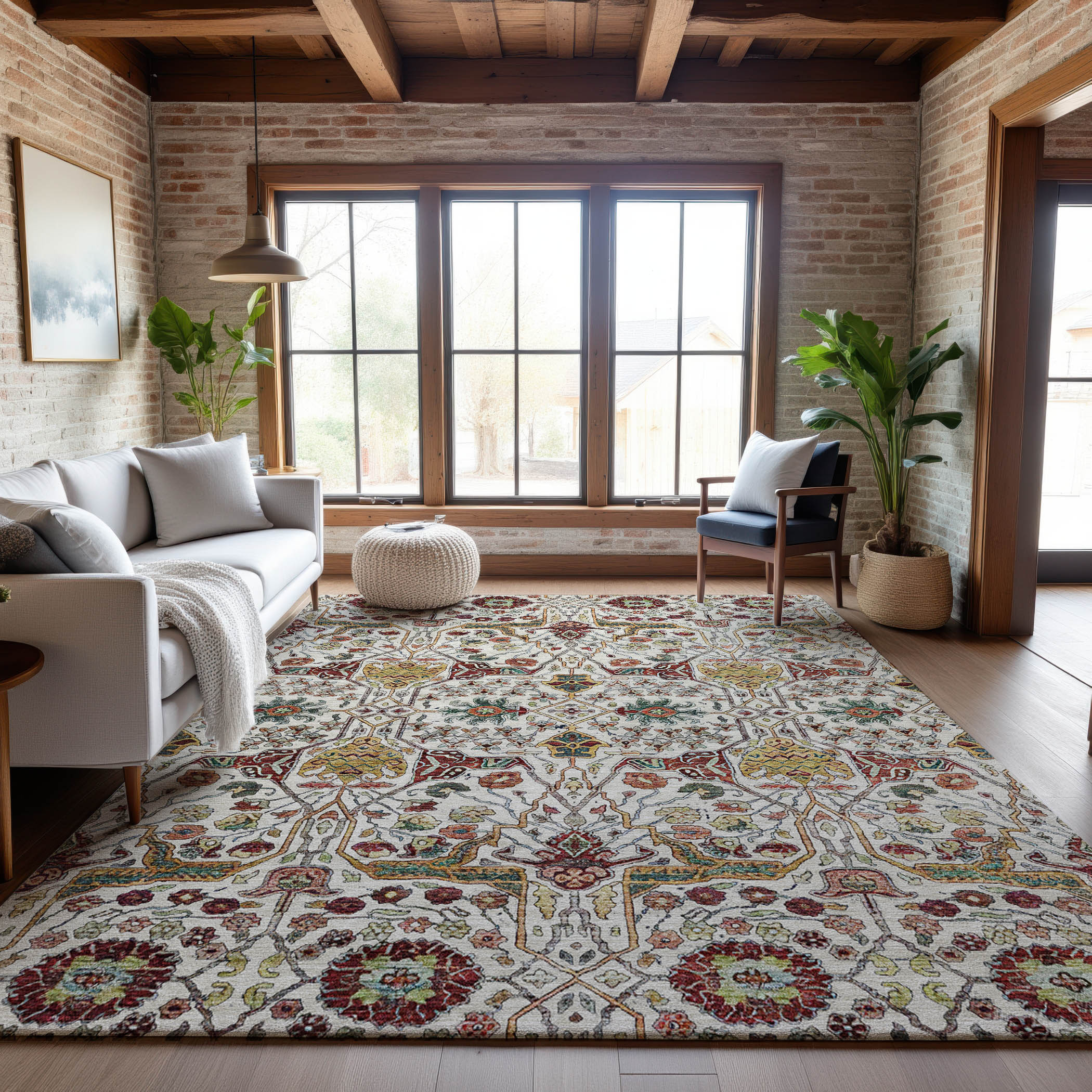Sarajevo Machine Washable Transitional Ivory Rug 2'6" x 3'10" #shape_Rectangle
