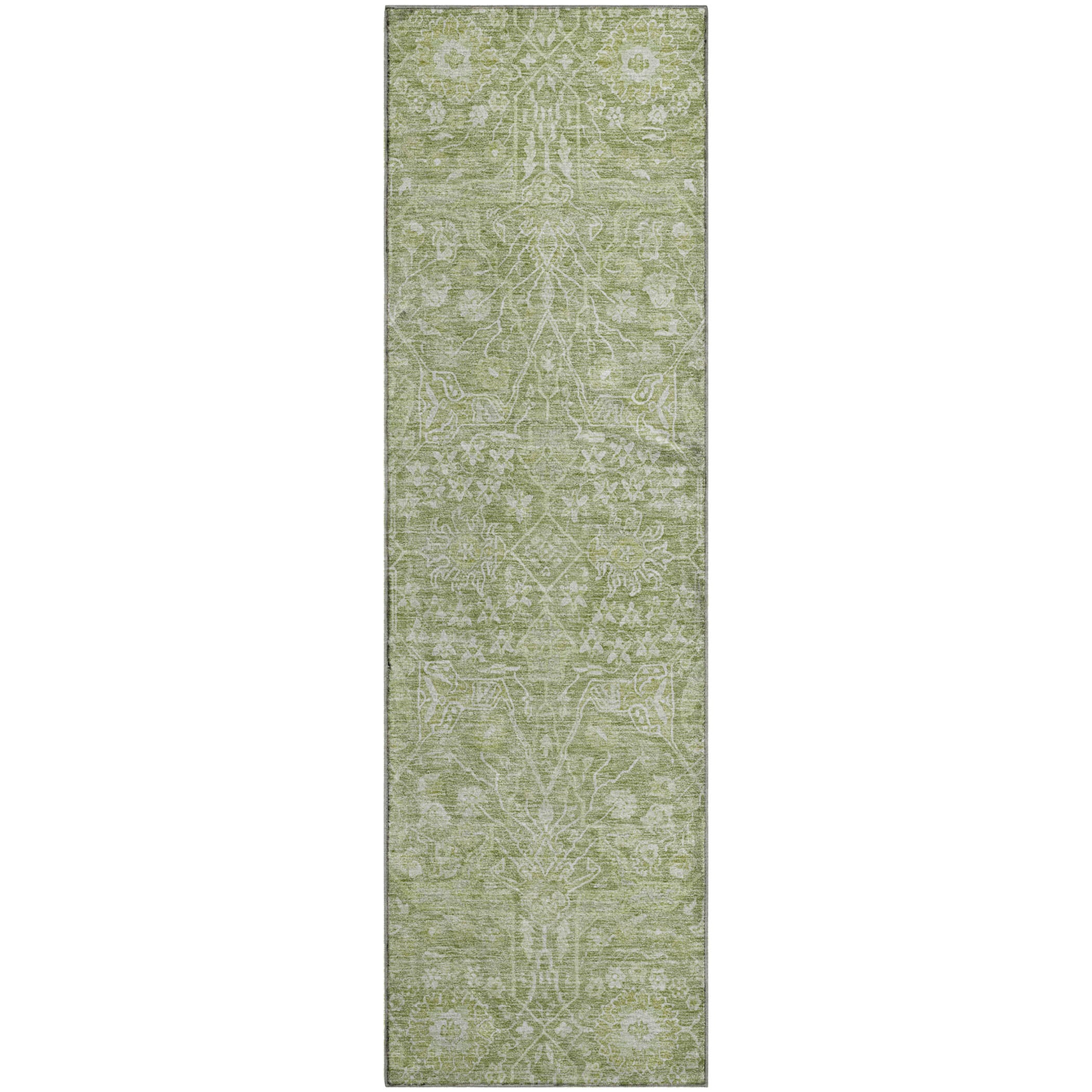 Lucerne Machine Washable Transitional Aloe Green Rug 2'3" x 7'6" #shape_Runner