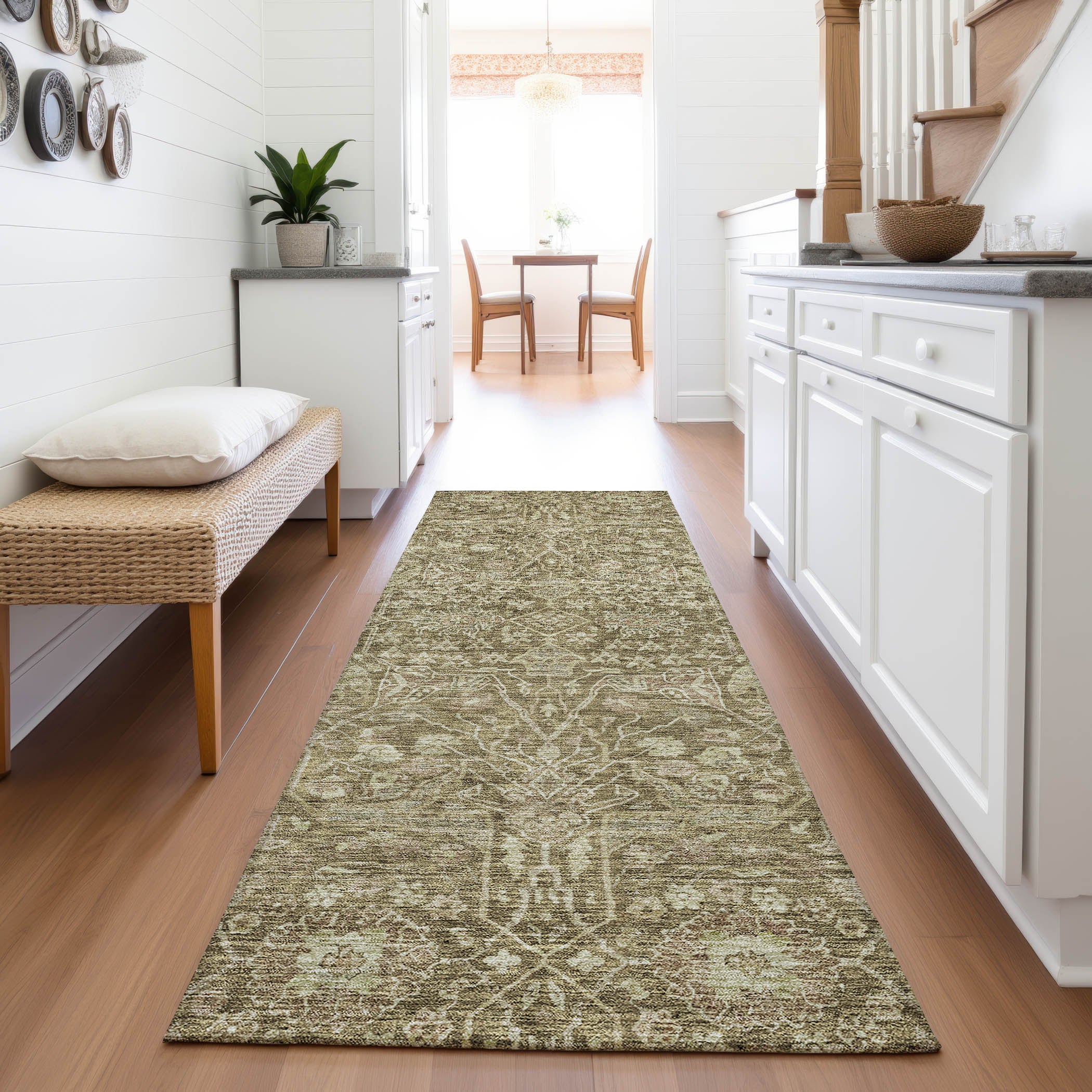 Lucerne Machine Washable Transitional Brown Rug 2'3" x 7'6" #shape_Runner