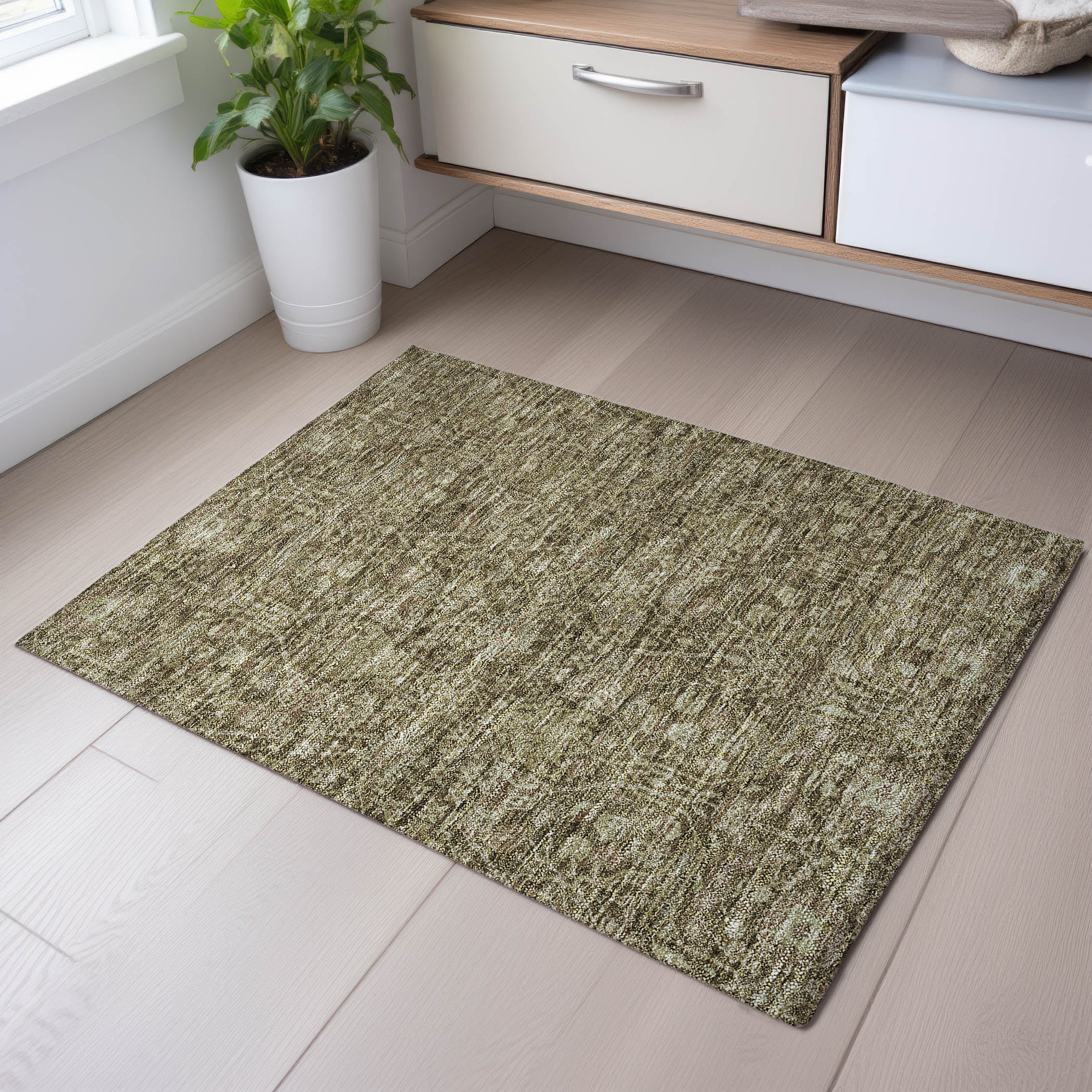 Lucerne Machine Washable Transitional Brown Rug 1'8" x 2'6" #shape_Rectangle