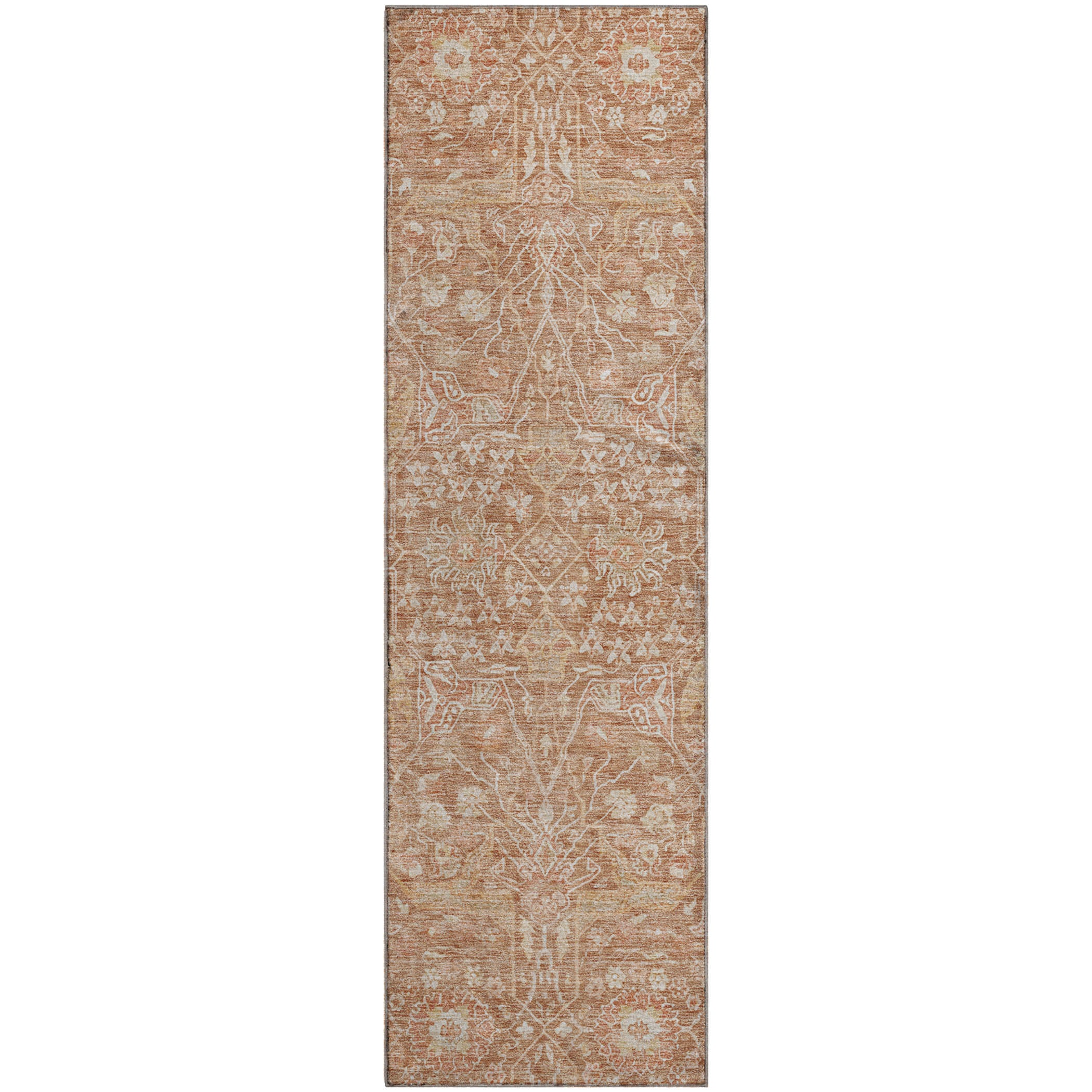 Lucerne Machine Washable Transitional Coral Orange Rug 2'3" x 7'6" #shape_Runner