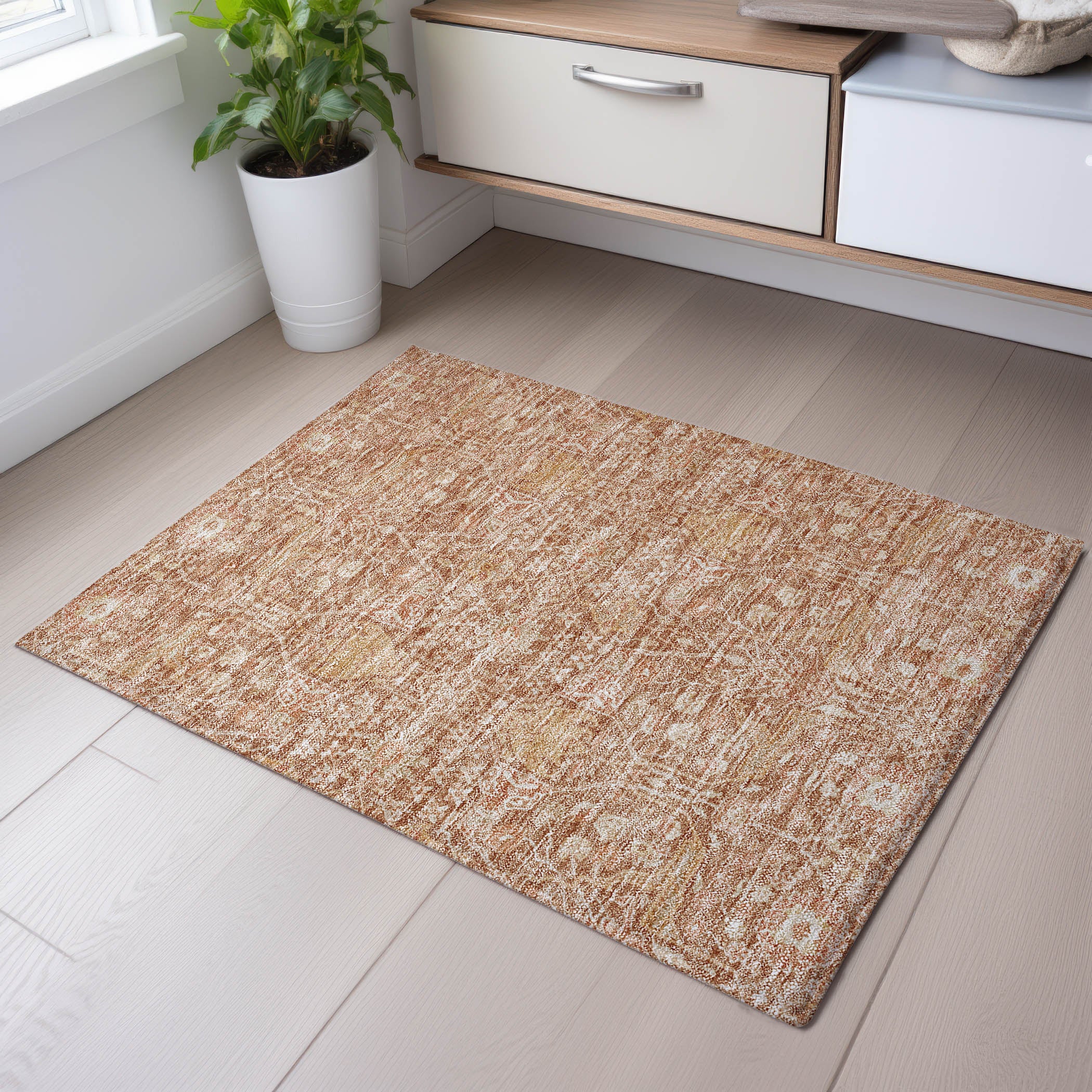 Lucerne Machine Washable Transitional Coral Orange Rug 1'8" x 2'6" #shape_Rectangle