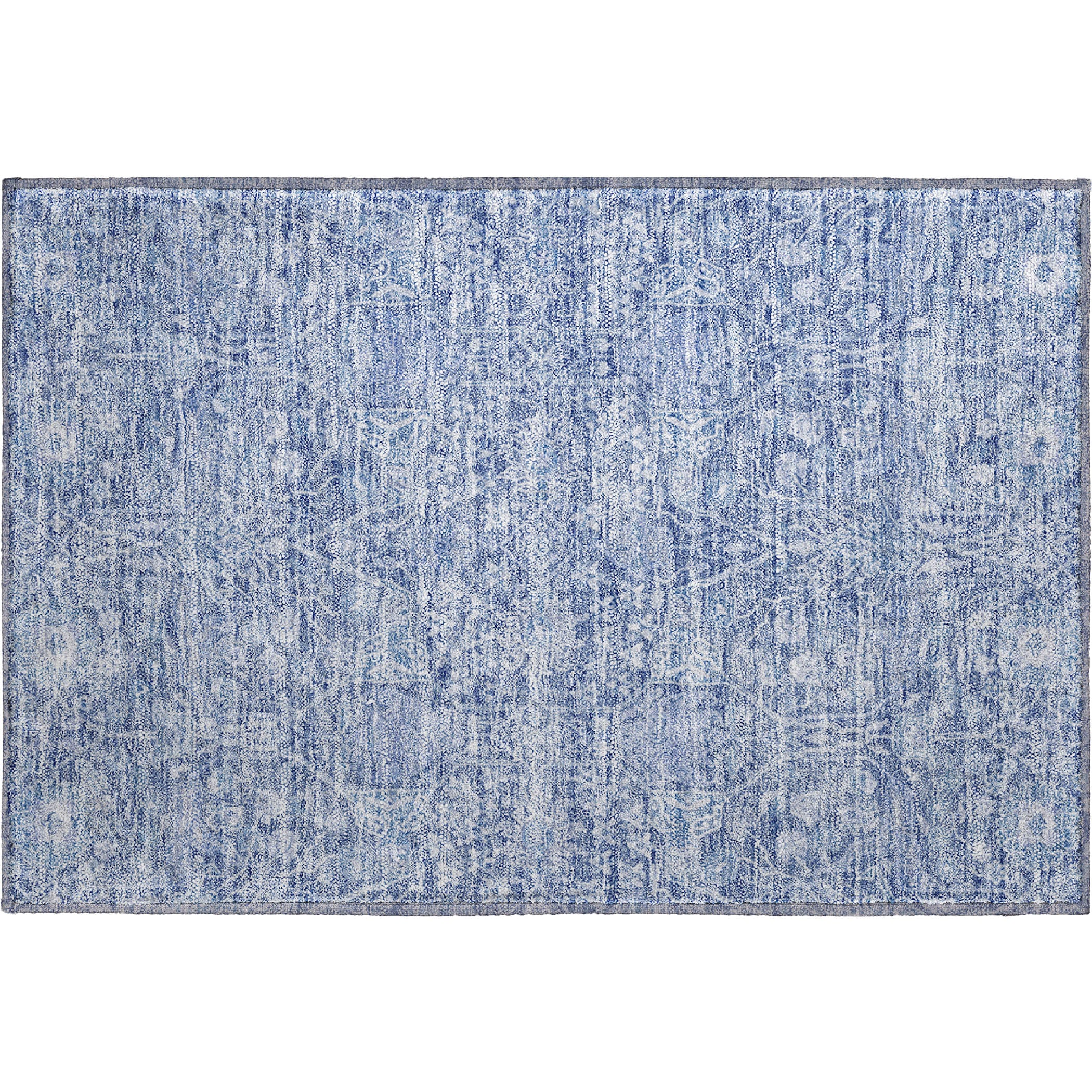 Lucerne Machine Washable Transitional Denim Blue Rug 1'8" x 2'6" #shape_Rectangle