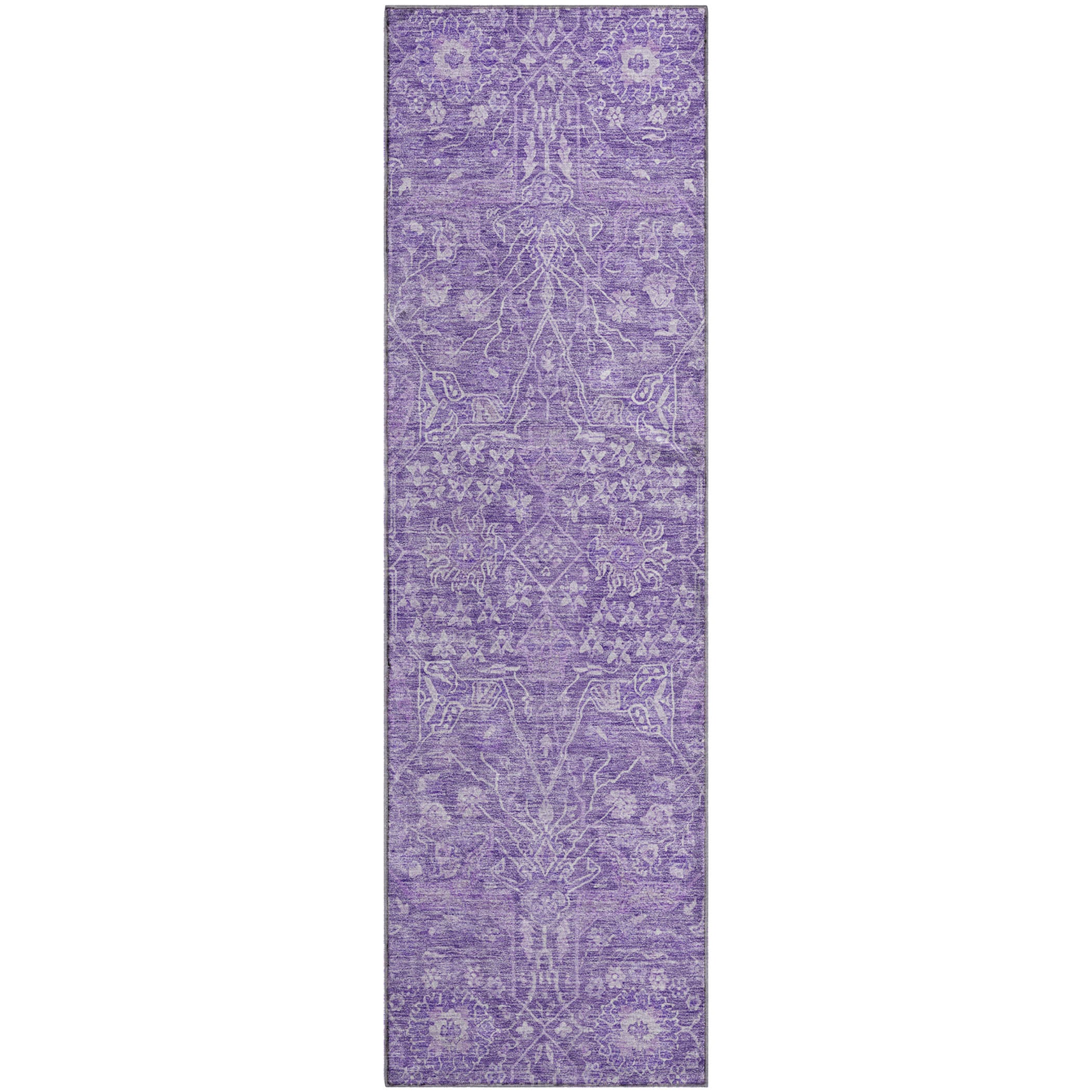 Lucerne Machine Washable Transitional Plum Purple Rug 2'3" x 7'6" #shape_Runner