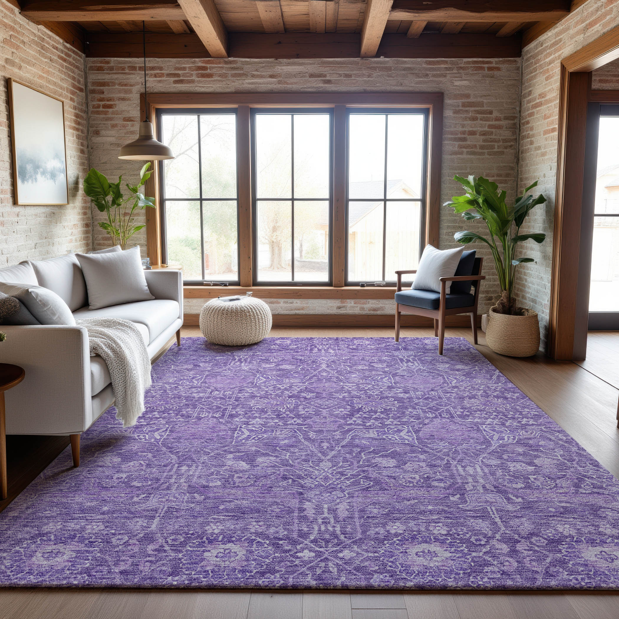 Lucerne Machine Washable Transitional Plum Purple Rug 2'6" x 3'10" #shape_Rectangle
