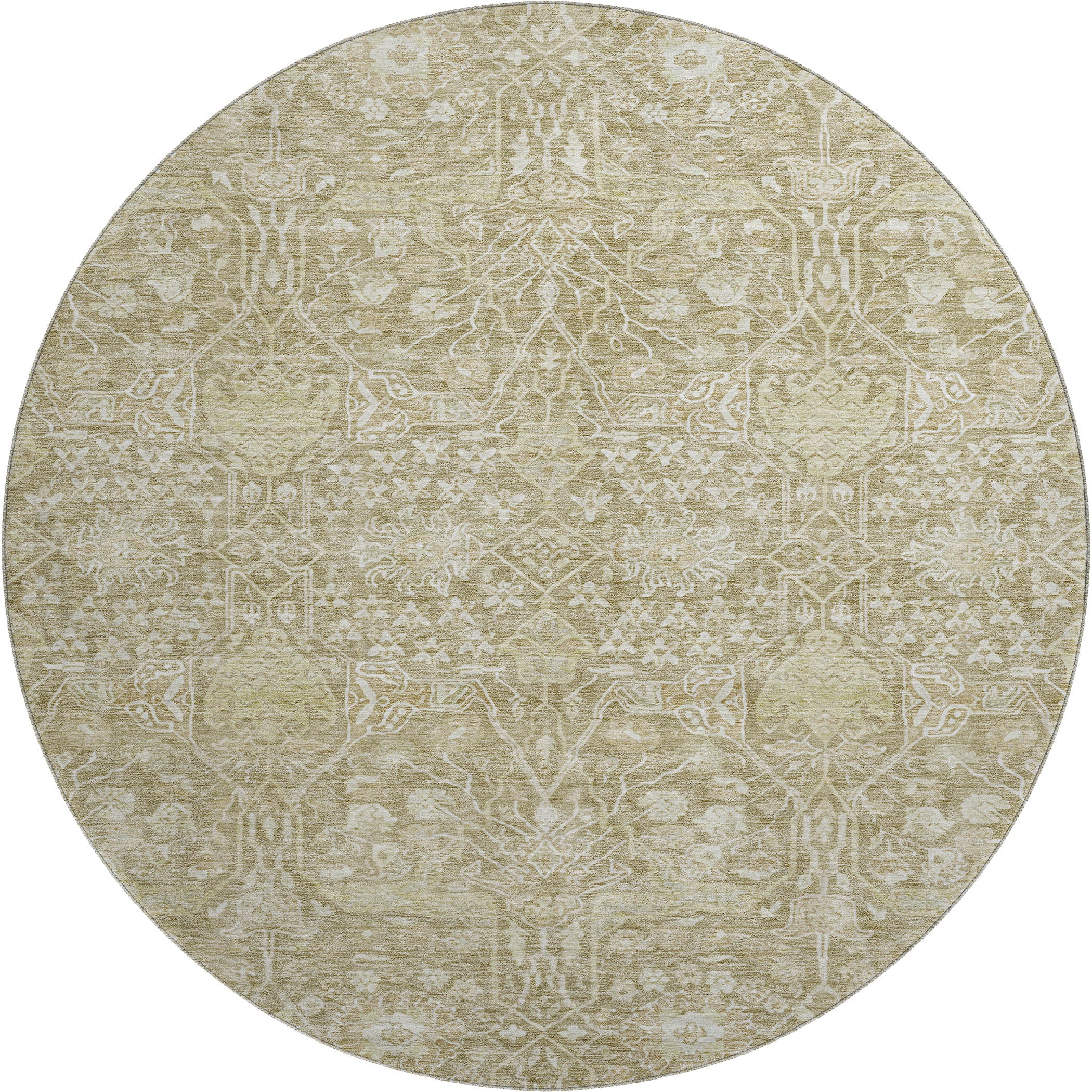 Lucerne Machine Washable Transitional Taupe Brown Rug 8' x 8' #shape_Round