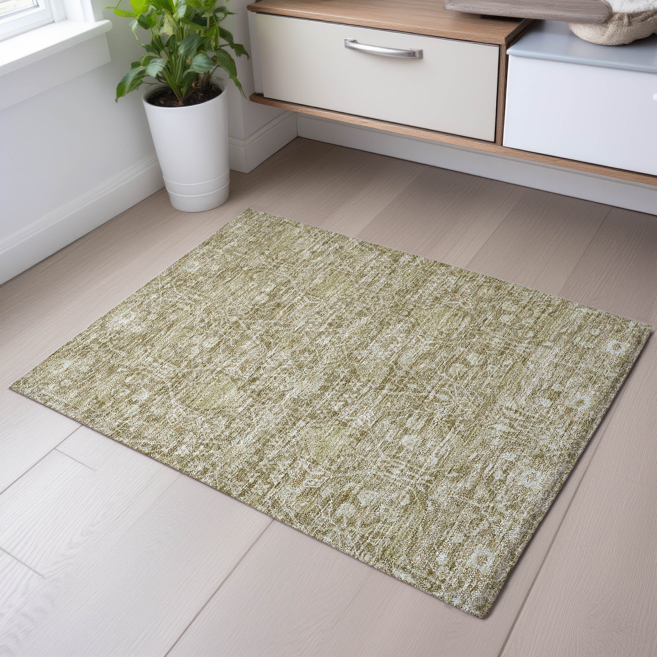 Lucerne Machine Washable Transitional Taupe Brown Rug 1'8" x 2'6" #shape_Rectangle