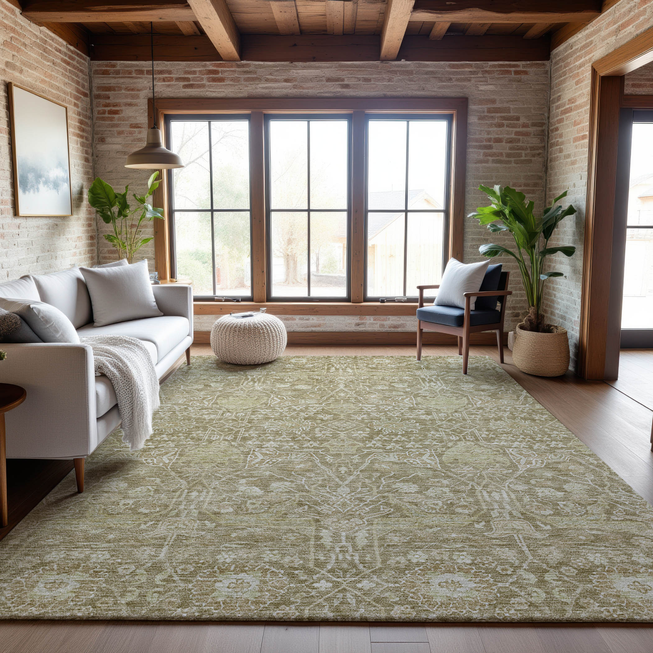 Lucerne Machine Washable Transitional Taupe Brown Rug 2'6" x 3'10" #shape_Rectangle