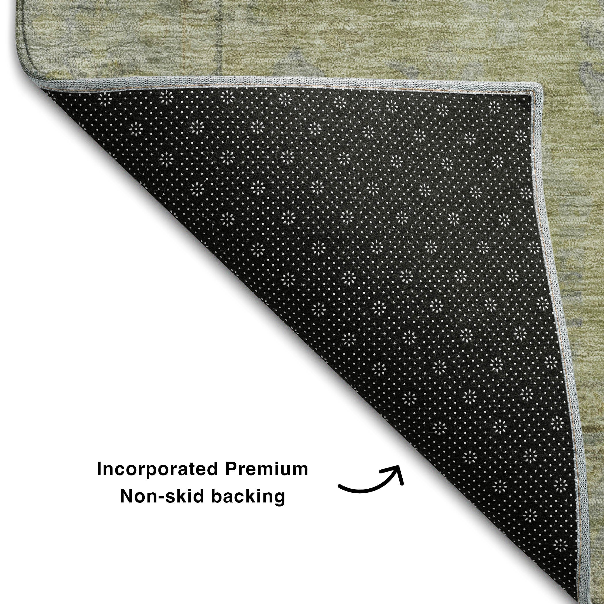 Kathmandu Machine Washable Traditional Aloe Green Rug 1'8" x 2'6" #shape_Rectangle