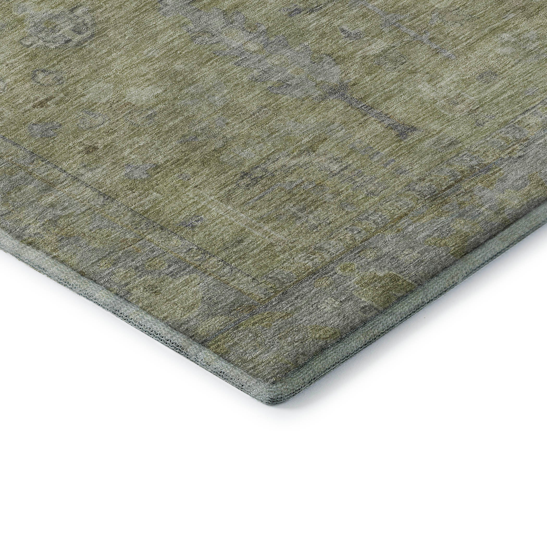 Kathmandu Machine Washable Traditional Aloe Green Rug 1'8" x 2'6" #shape_Rectangle