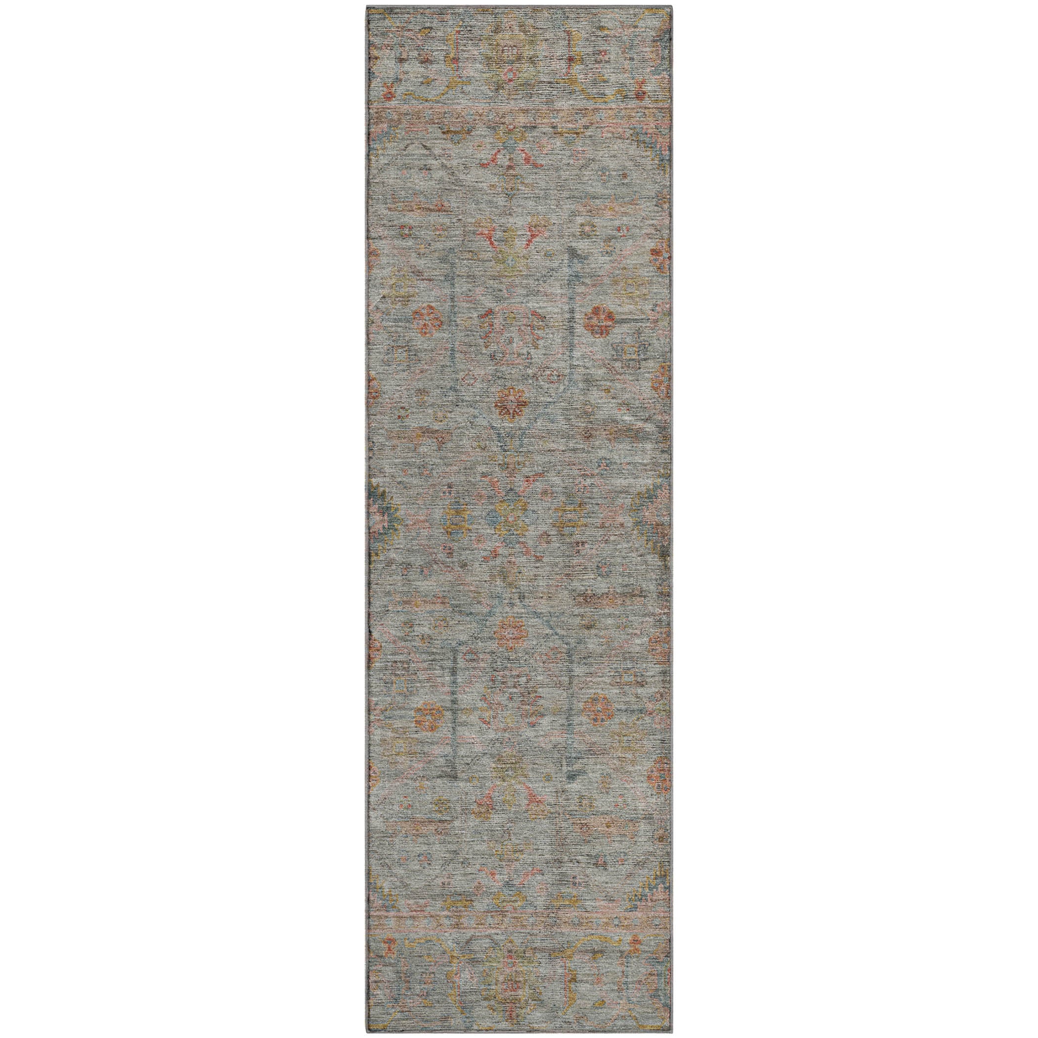 Colombo Machine Washable Traditional Taupe Brown Rug 2'3" x 7'6" #shape_Runner