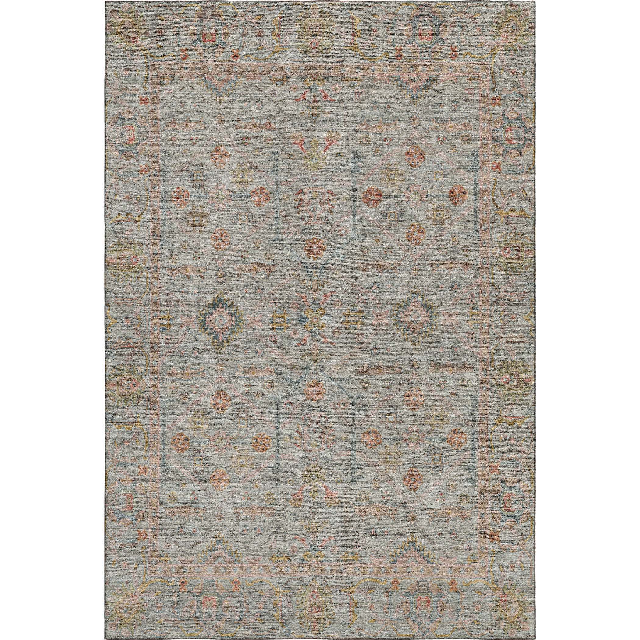 Colombo Machine Washable Traditional Taupe Brown Rug 2'6" x 3'10" #shape_Rectangle