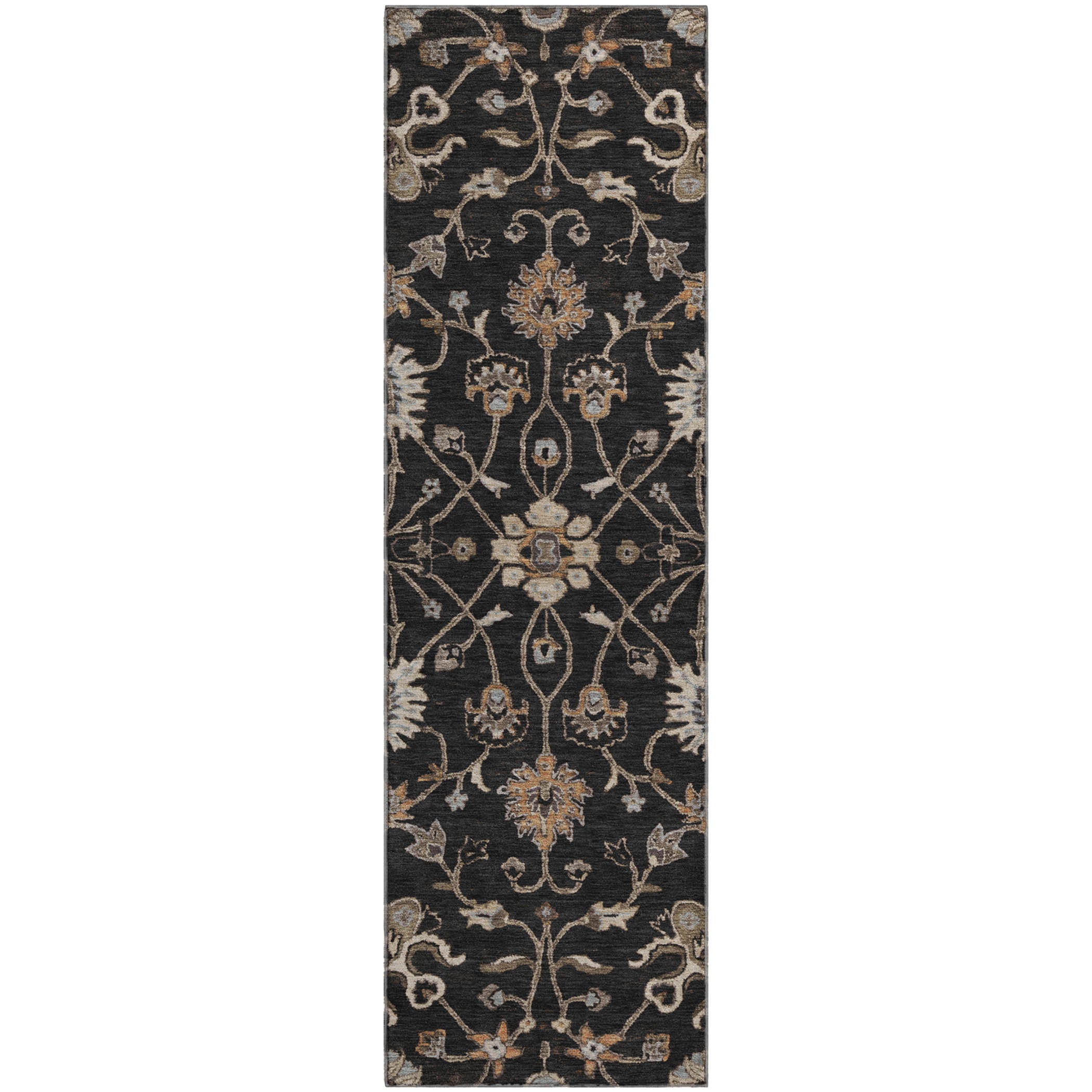 Marrakech Machine Washable Traditional Black Rug 2'3" x 7'6" #shape_Runner