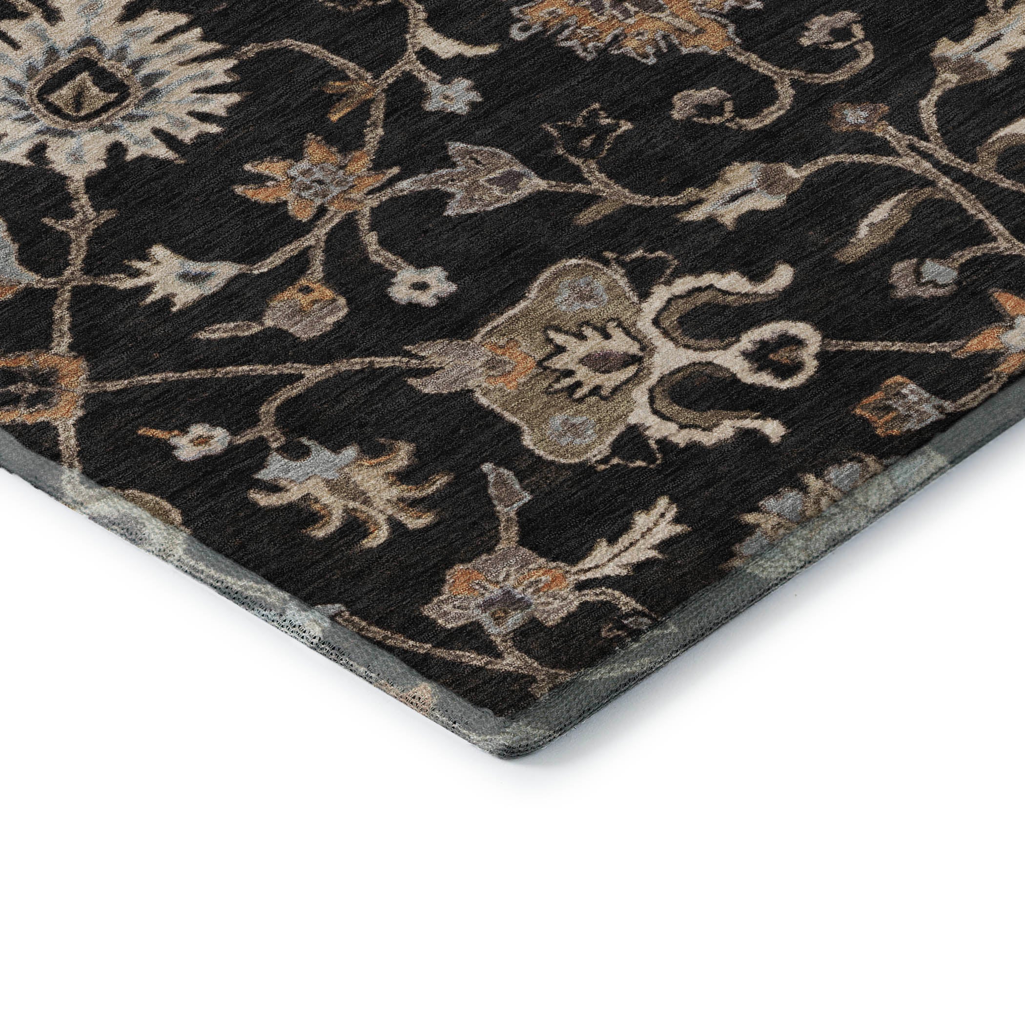 Marrakech Machine Washable Traditional Black Rug 1'8" x 2'6" #shape_Rectangle