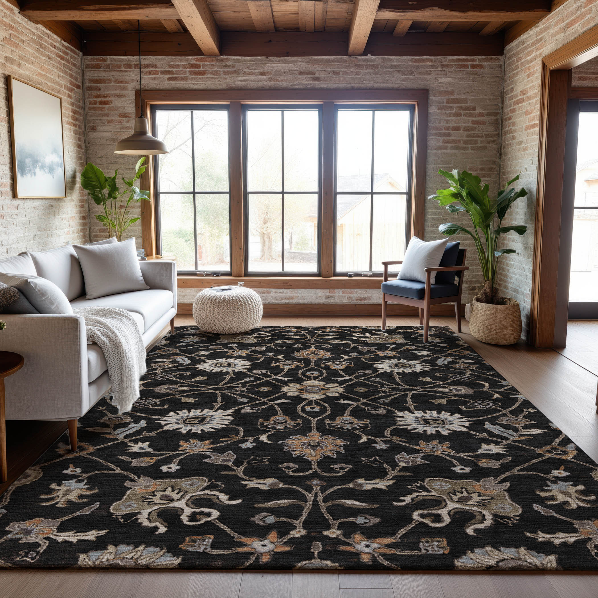 Marrakech Machine Washable Traditional Black Rug 2'6" x 3'10" #shape_Rectangle