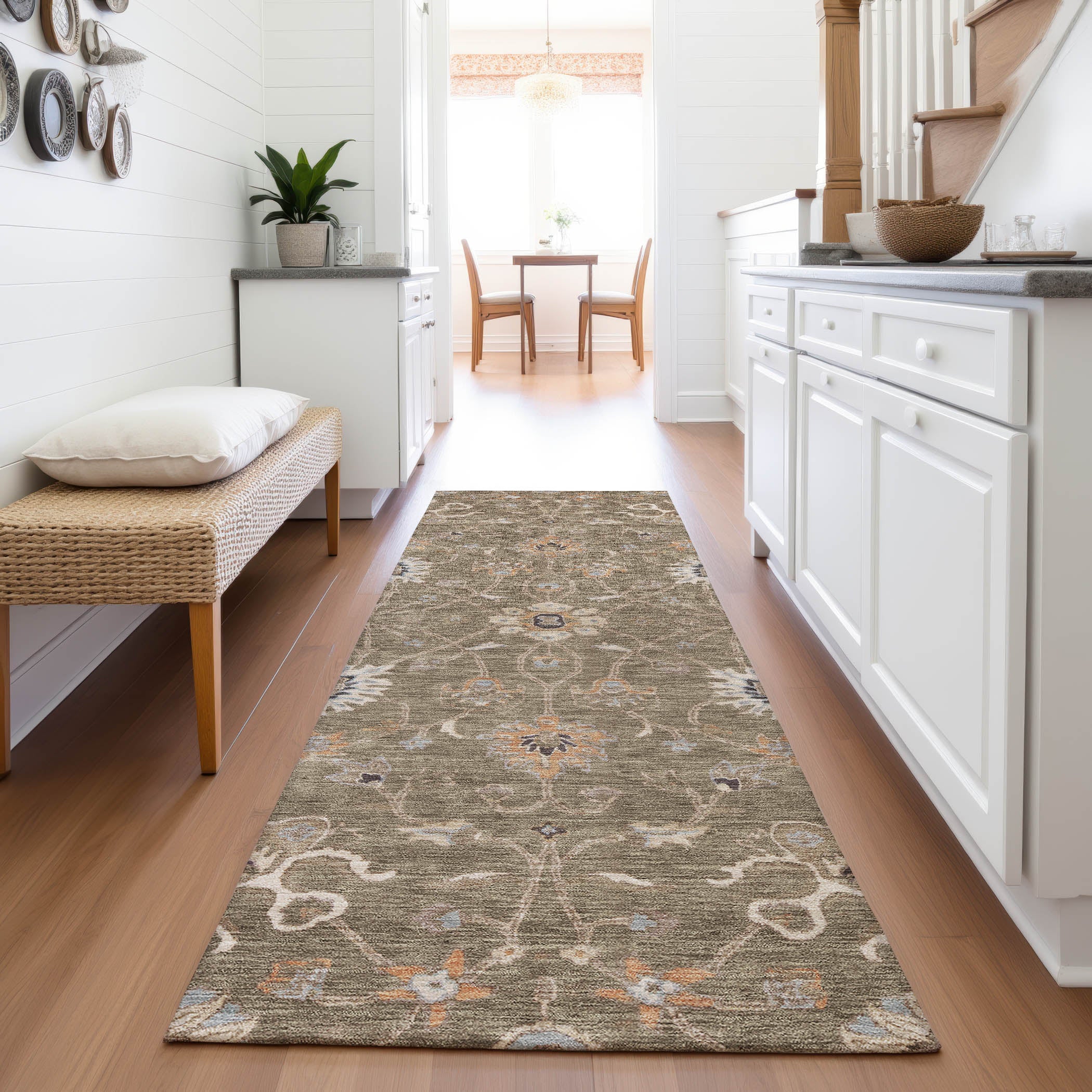 Marrakech Machine Washable Traditional Brown Rug 2'3" x 7'6" #shape_Runner