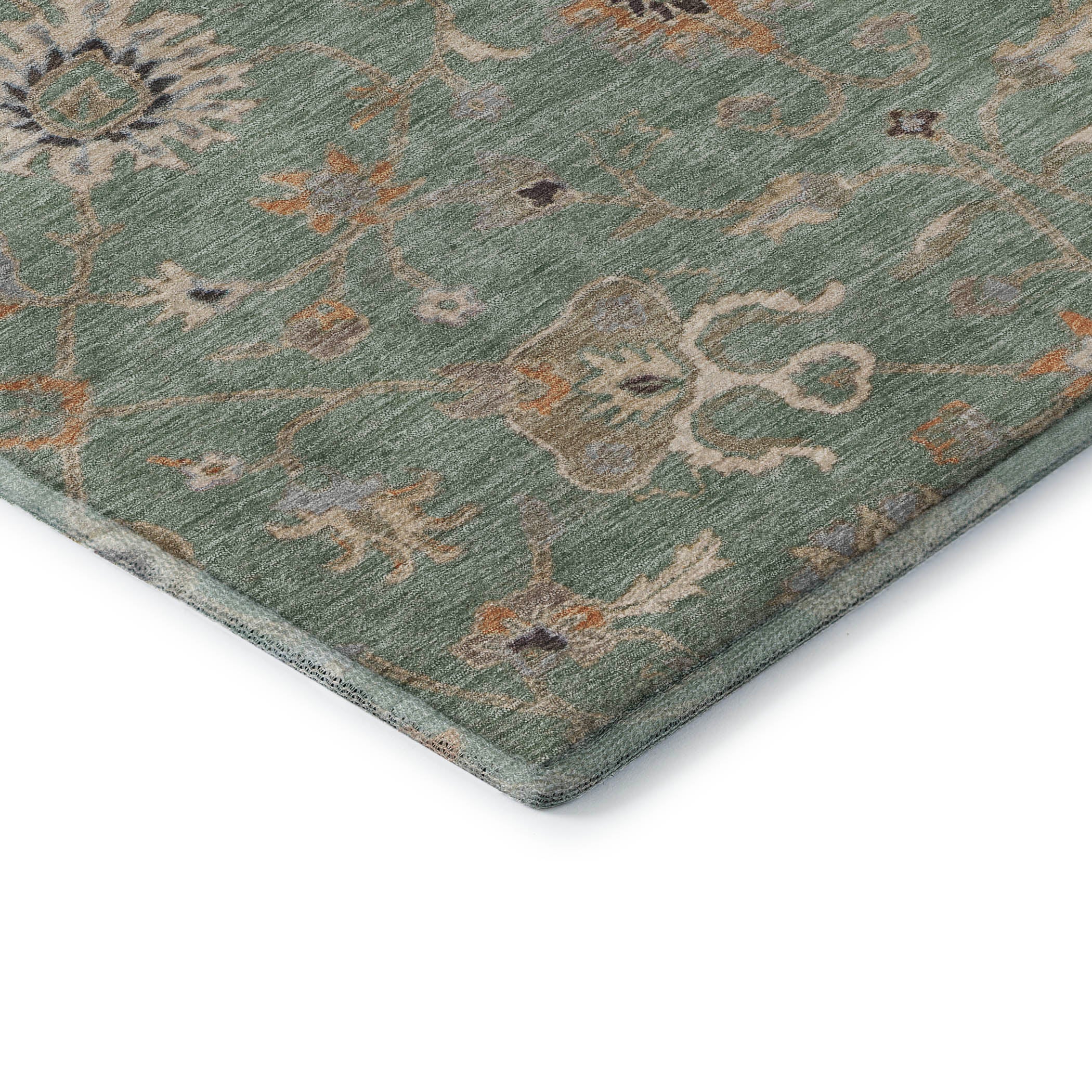 Marrakech Machine Washable Traditional Cactus Green Rug 1'8" x 2'6" #shape_Rectangle