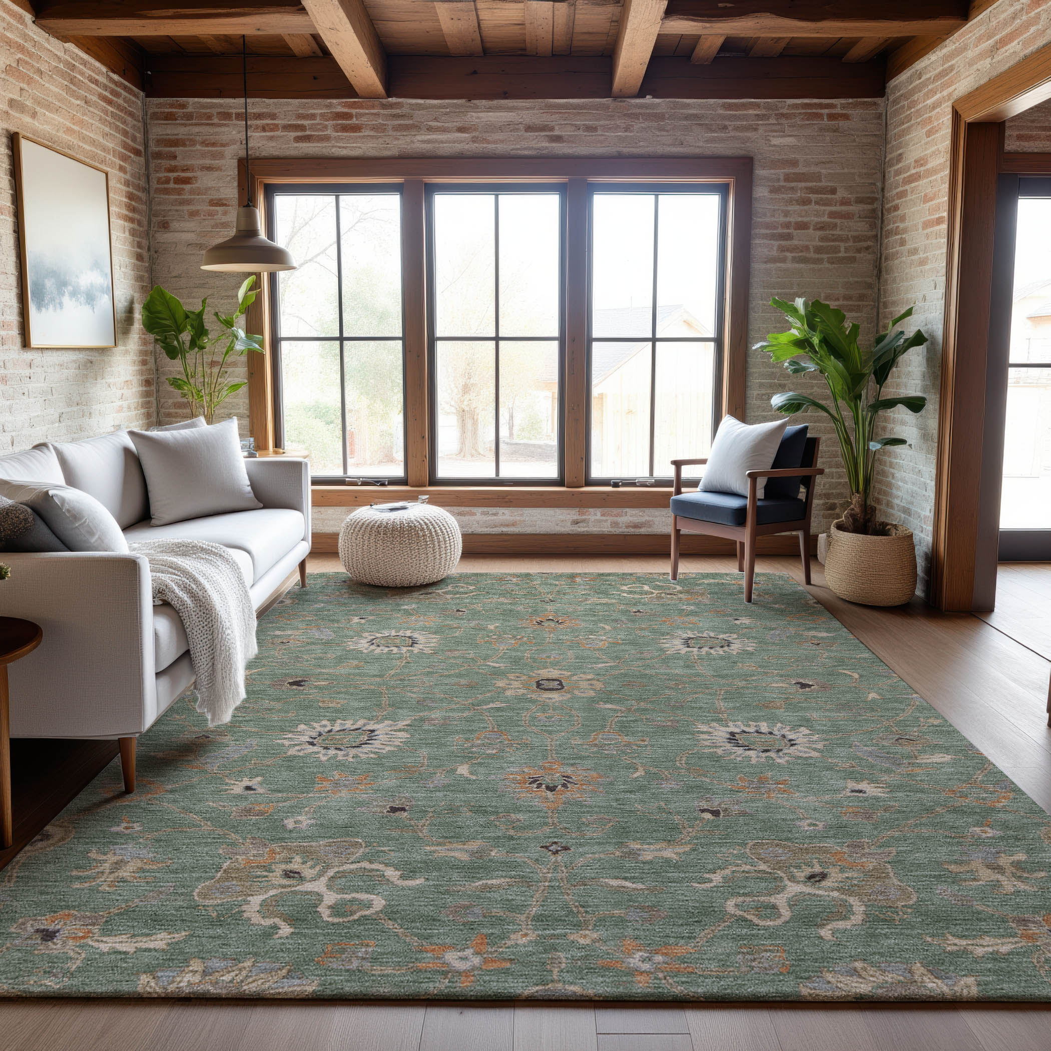 Marrakech Machine Washable Traditional Cactus Green Rug 2'6" x 3'10" #shape_Rectangle