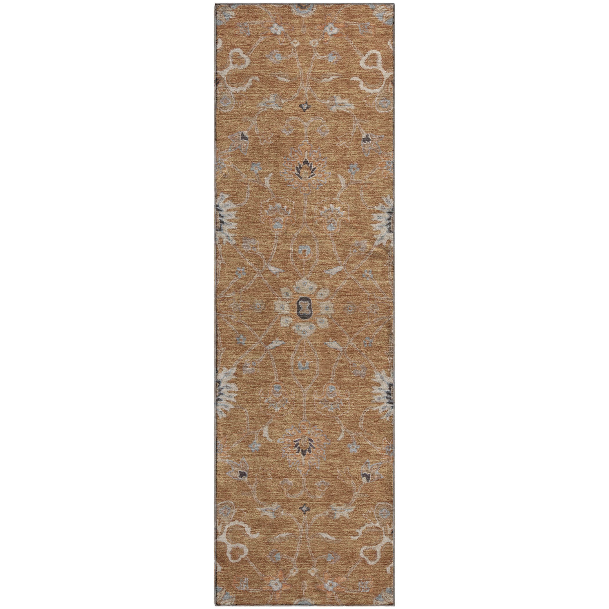 Marrakech Machine Washable Traditional Copper Orange Rug 2'3" x 7'6" #shape_Runner