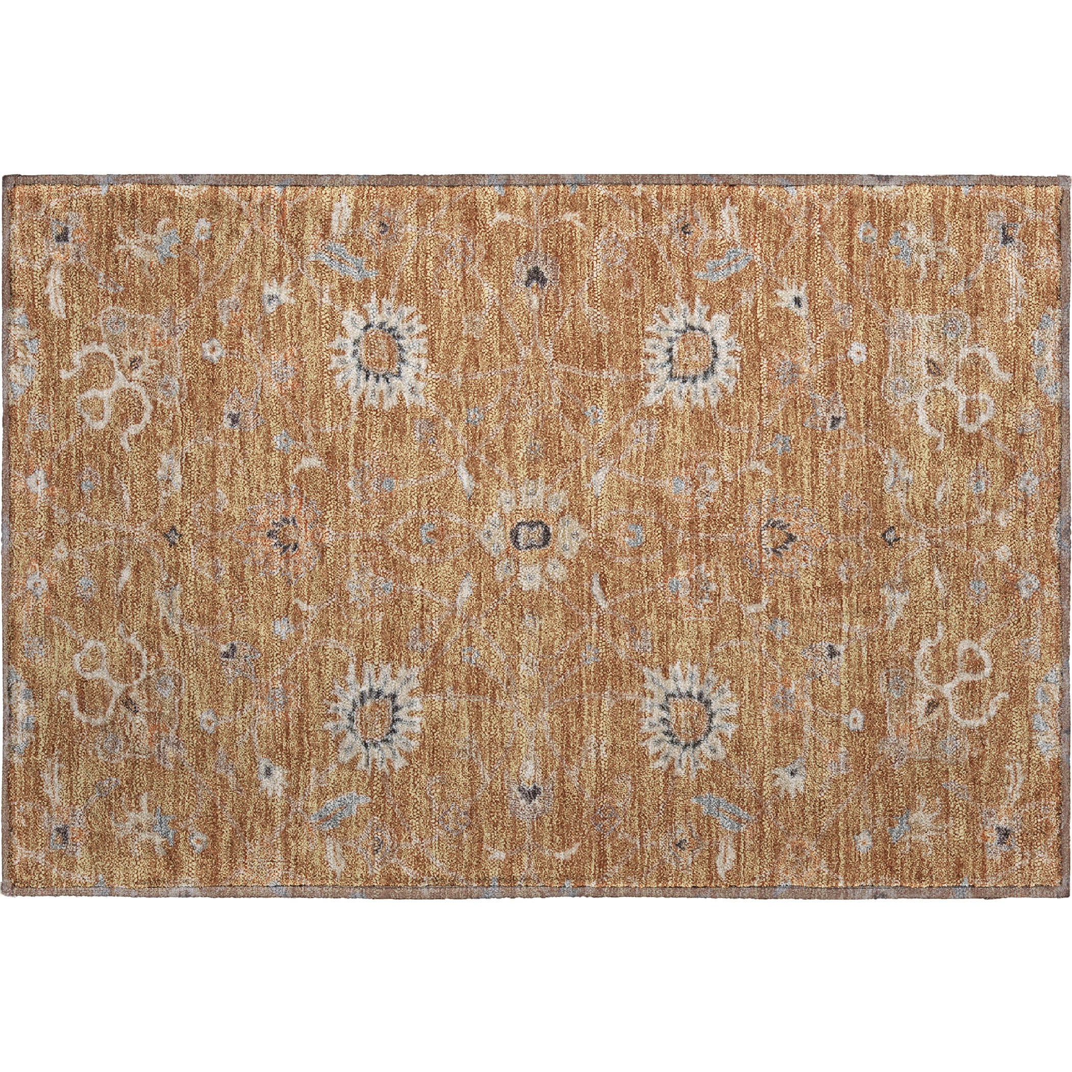 Marrakech Machine Washable Traditional Copper Orange Rug 1'8" x 2'6" #shape_Rectangle
