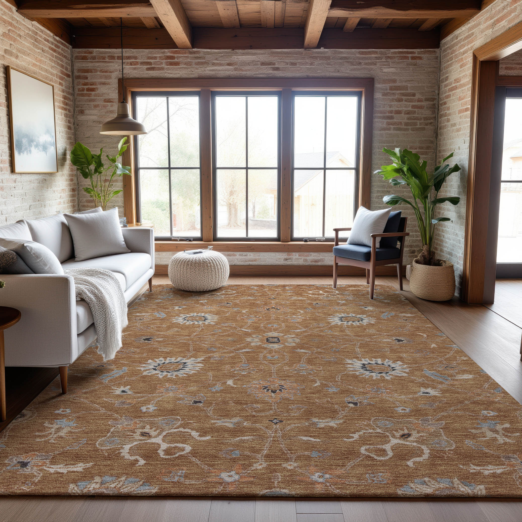 Marrakech Machine Washable Traditional Copper Orange Rug 2'6" x 3'10" #shape_Rectangle