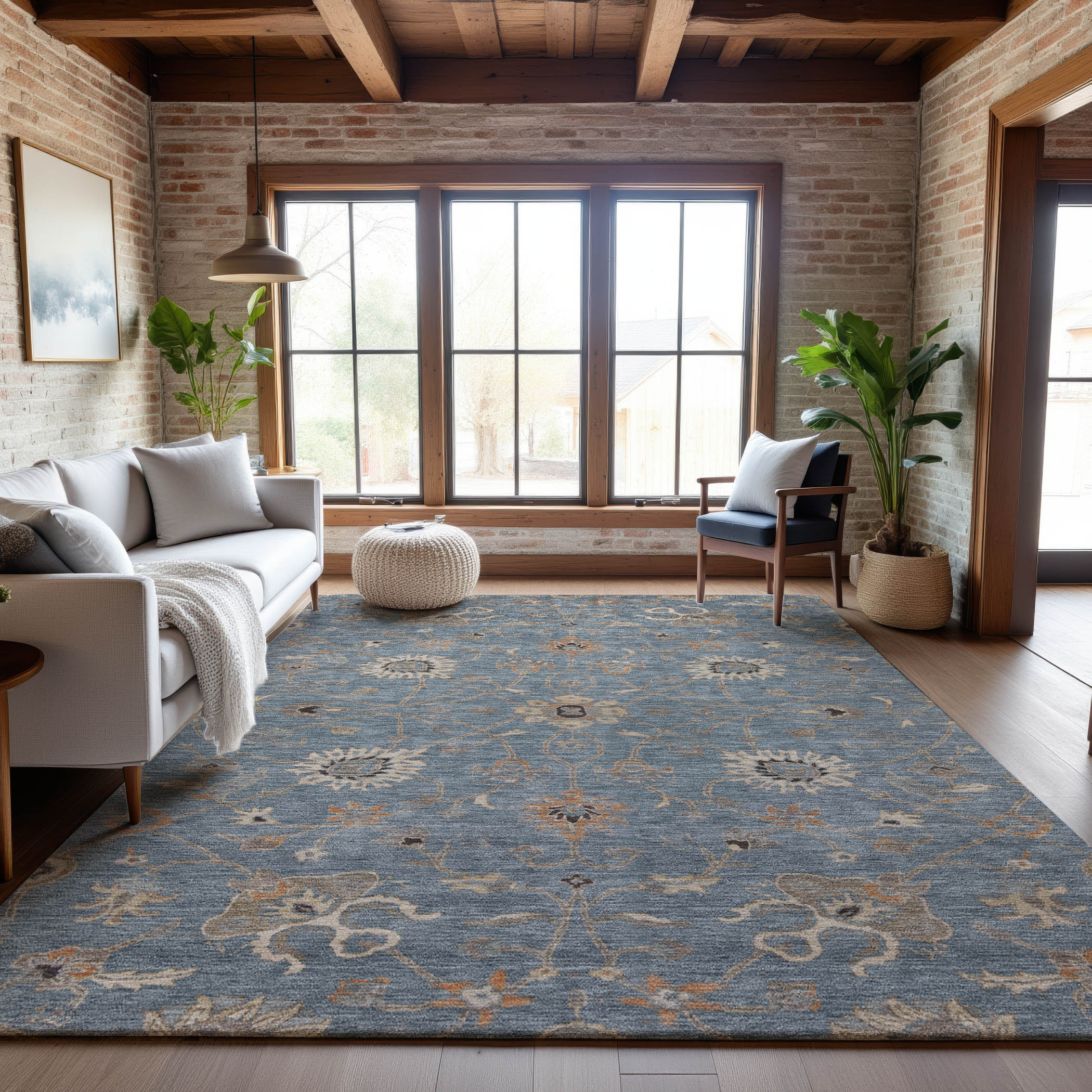 Marrakech Machine Washable Traditional Denim Blue Rug 2'6" x 3'10" #shape_Rectangle