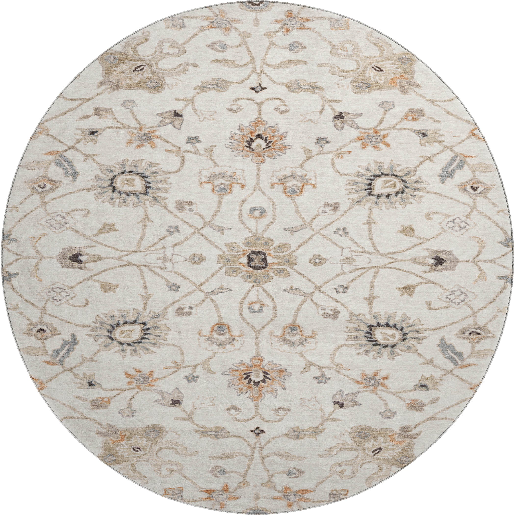 Marrakech Machine Washable Traditional Ivory Rug 8' x 8' #shape_Round