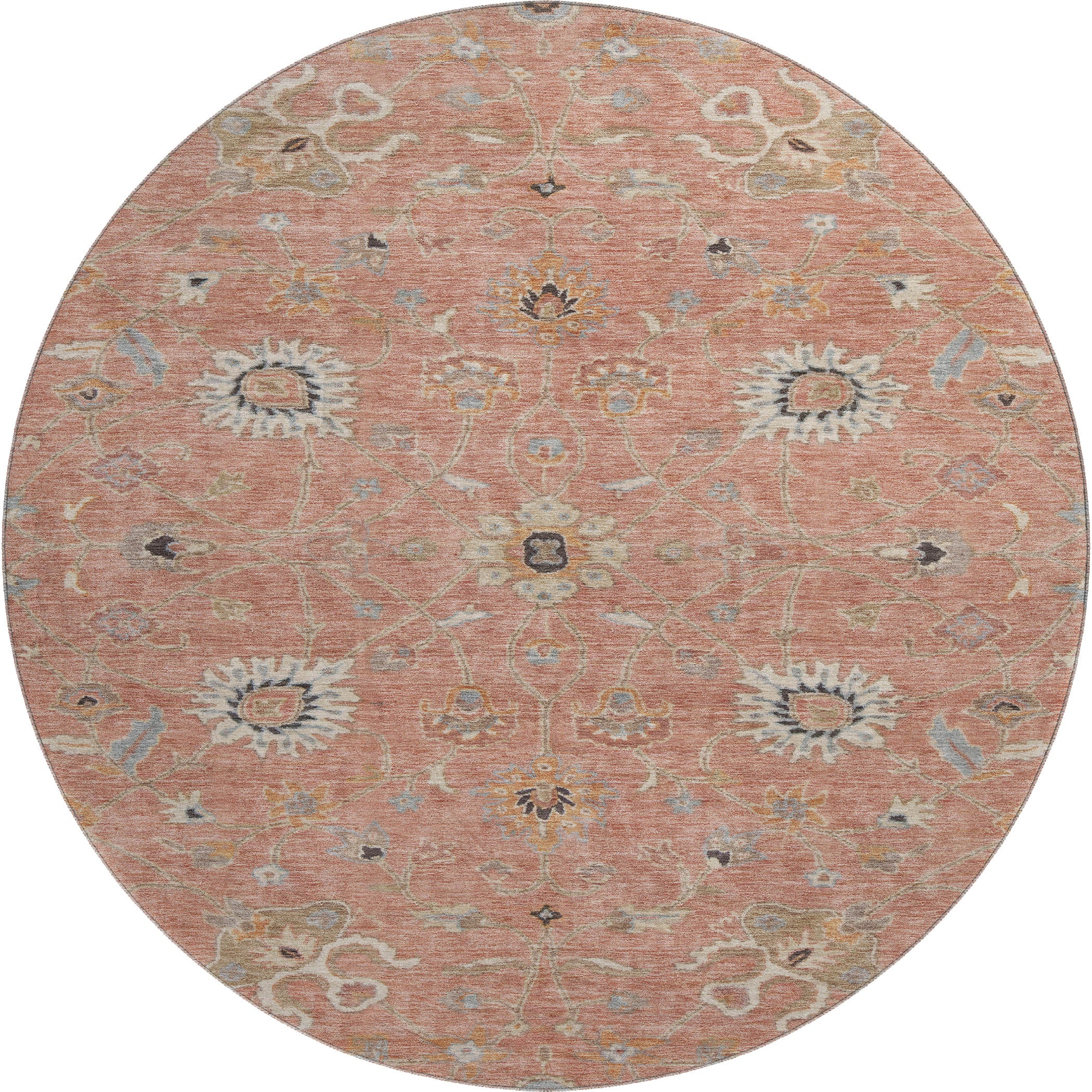 Marrakech Machine Washable Traditional Pink Rug 8' x 8' #shape_Round