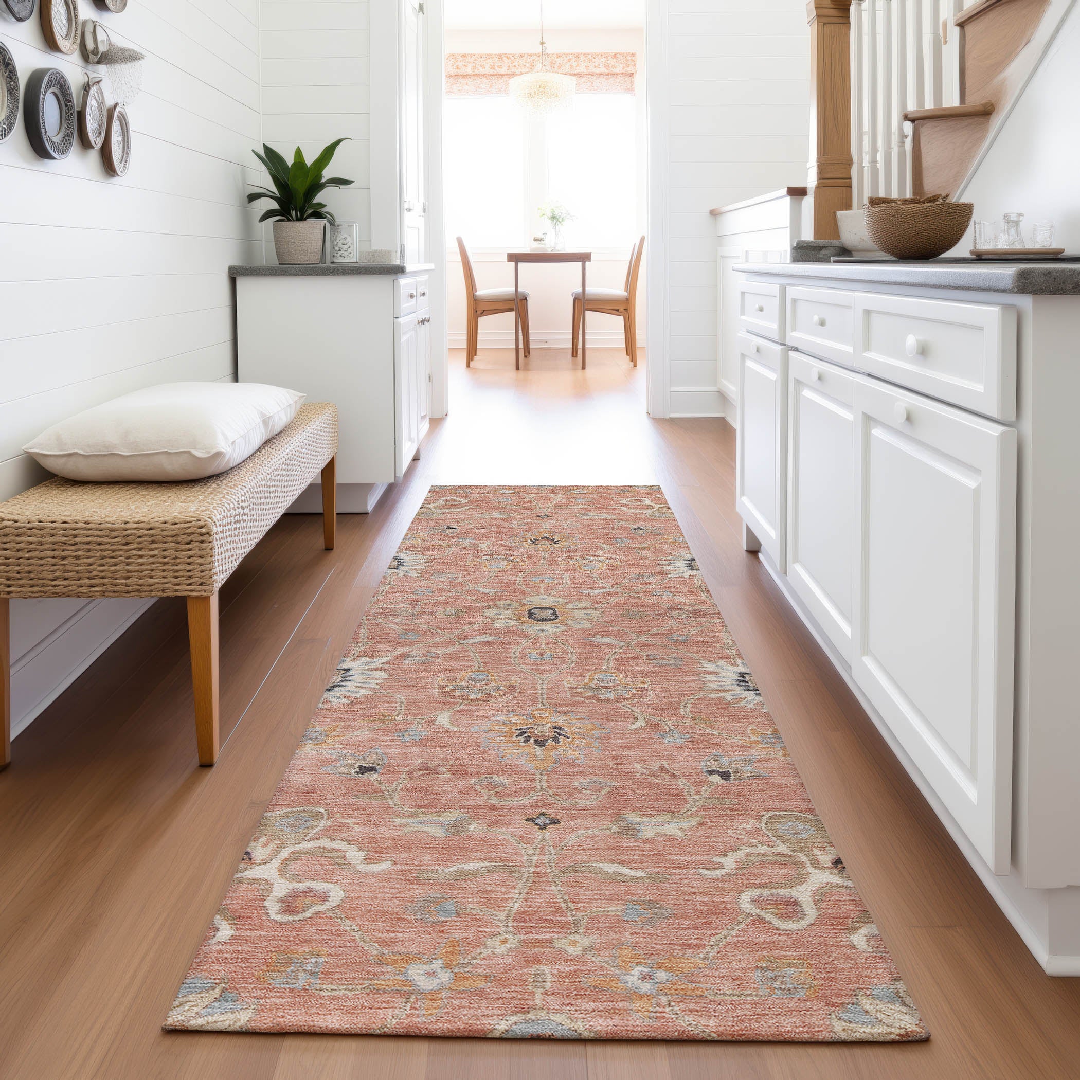 Marrakech Machine Washable Traditional Pink Rug 2'3" x 7'6" #shape_Runner
